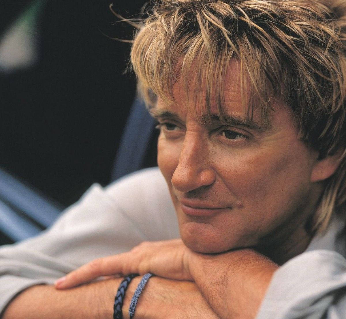 Rod Stewart, blonde hair, white shirt, SD Desktop Wallpaper