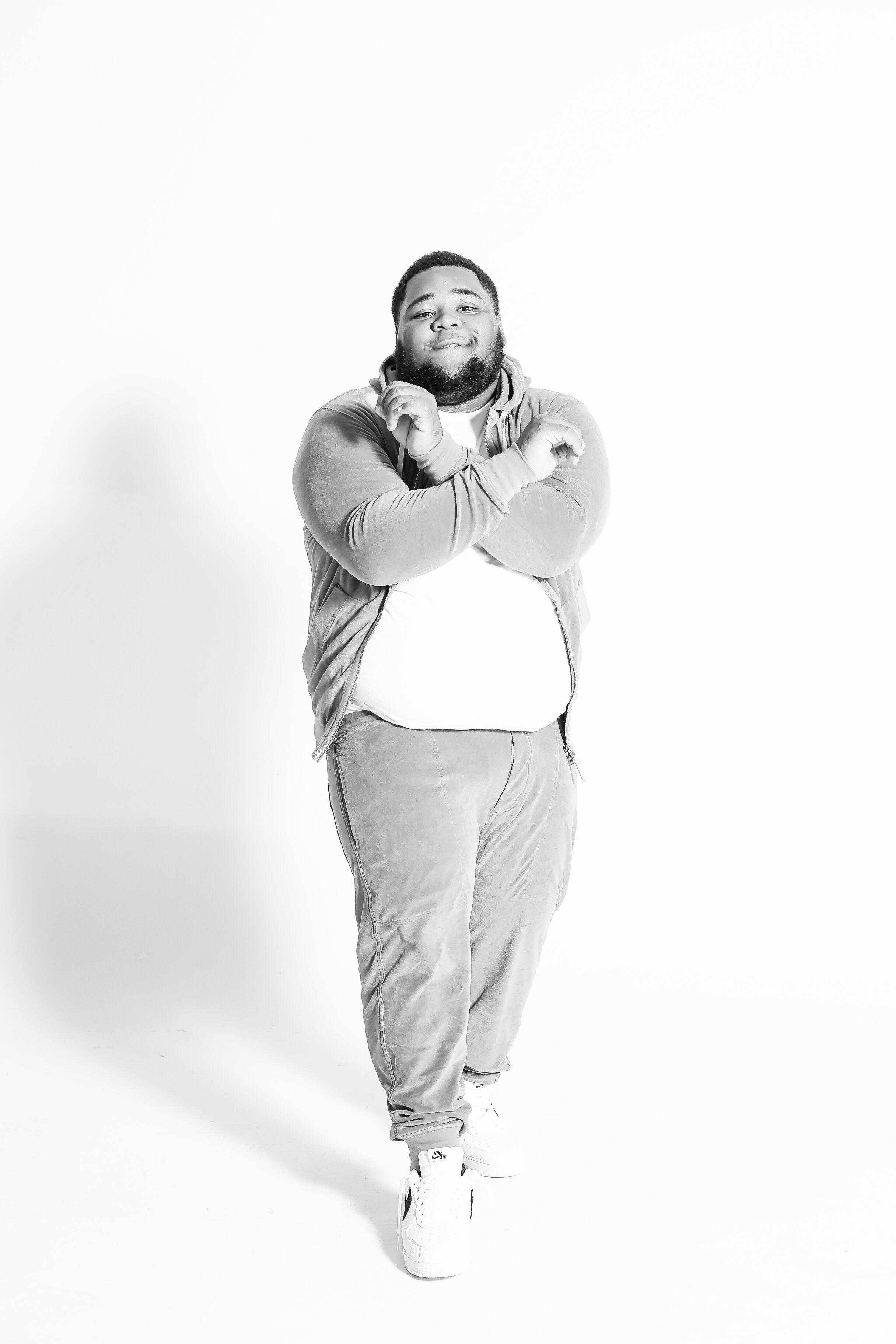 Rod Wave, grayscale portrait, casual sweats, 2K Phone Wallpaper
