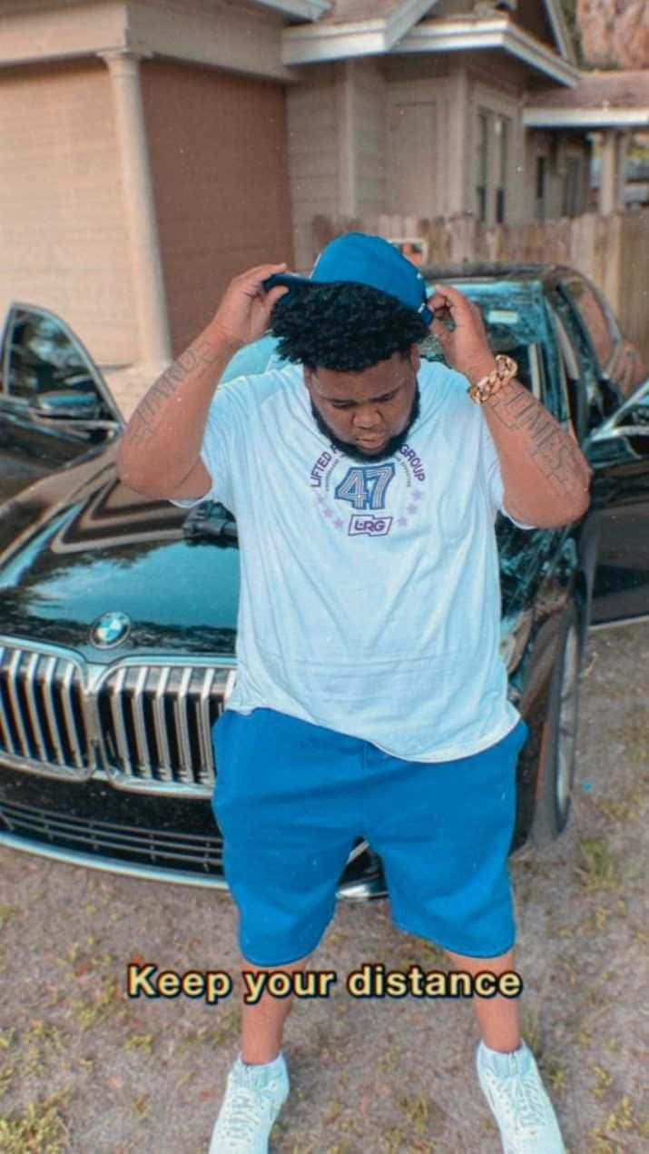 Rod Wave, blue aesthetic, black BMW, SD Phone Wallpaper