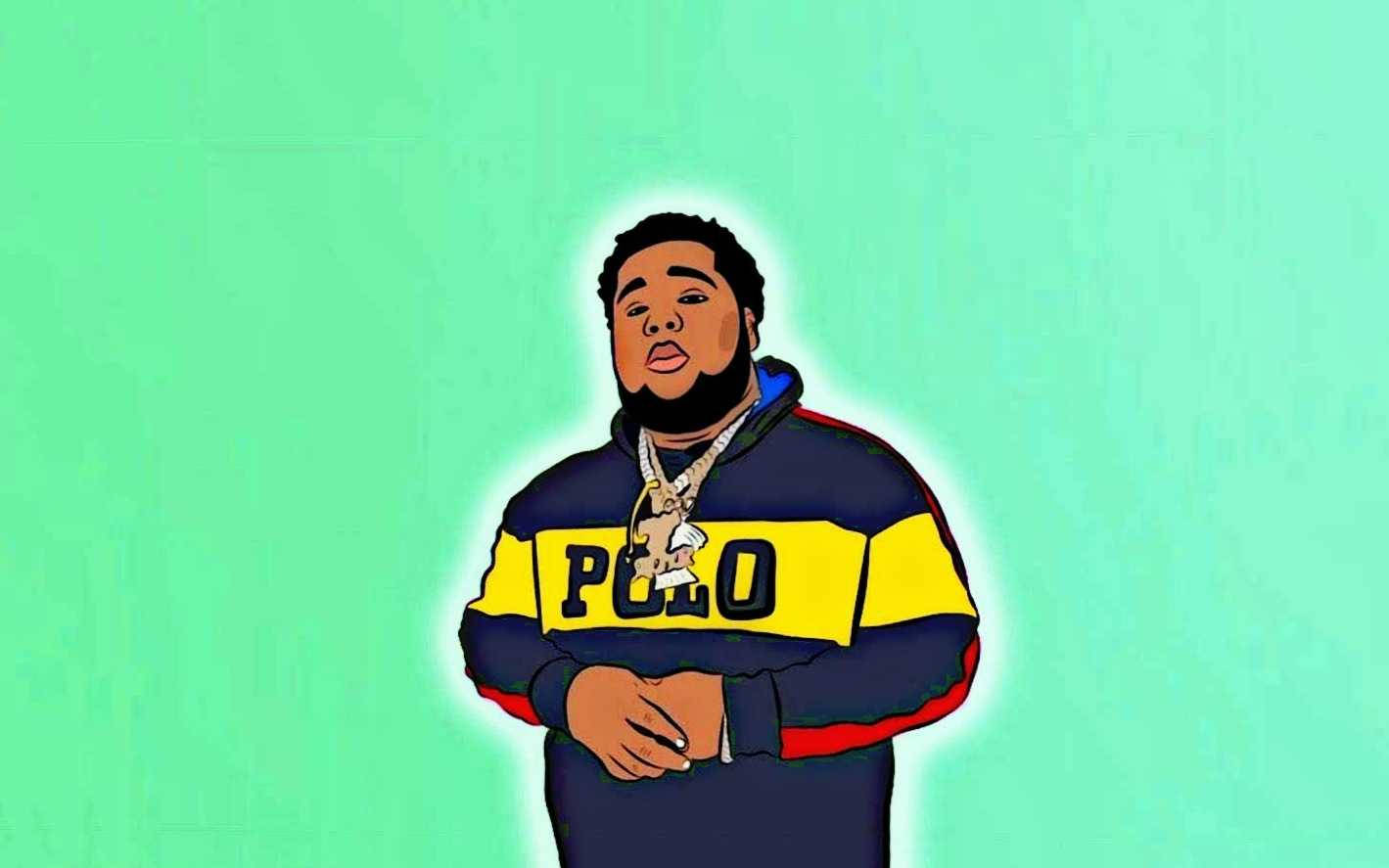 Rod Wave, blue yellow and red polo hoodie, mint green background, HD Desktop Wallpaper