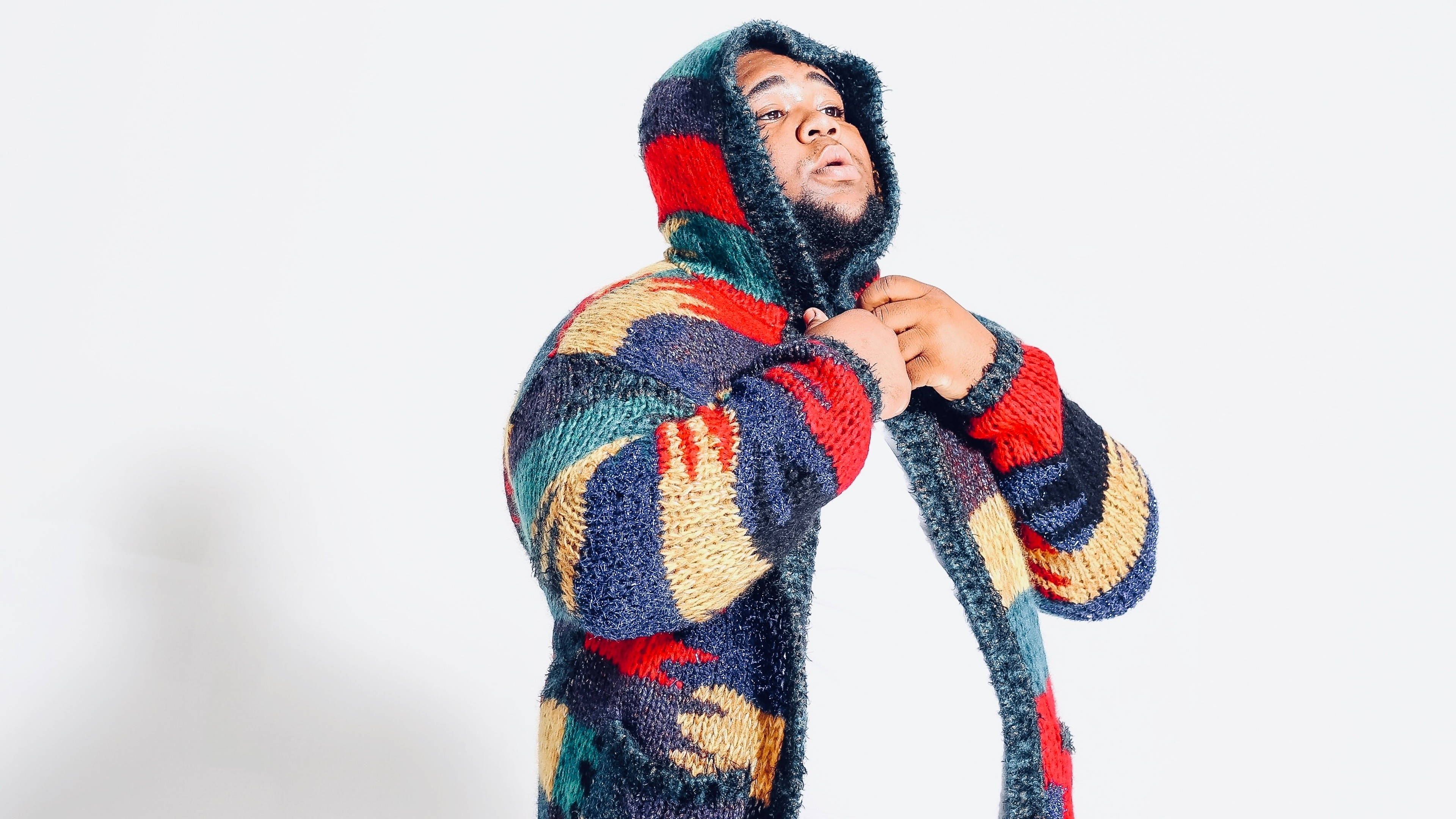 Rod Wave, colorful chunky knit hoodie, drawstring, 4K Desktop Wallpaper