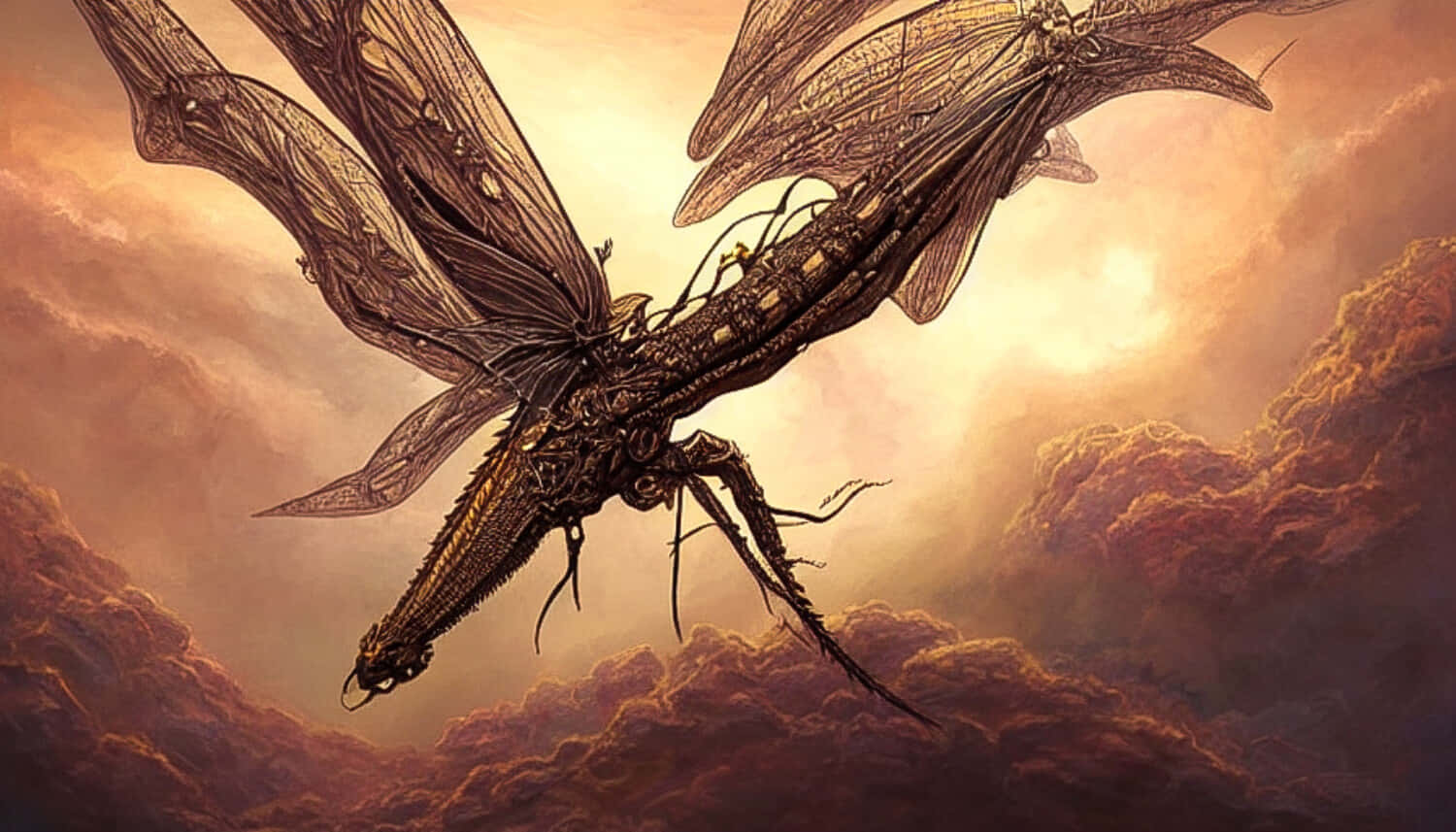 Rodan, mechanical dragon, intricate gears, HD Desktop Wallpaper
