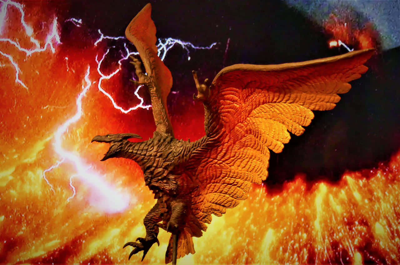 Rodan, fiery griffin, stormy sky, HD Desktop Wallpaper