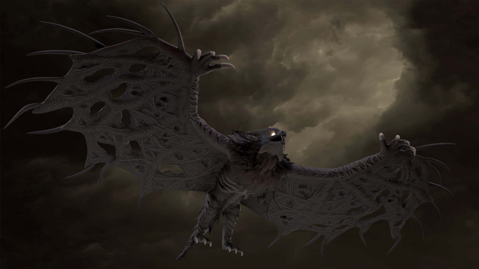 Rodan, skeletal dragon, intricate wing patterns, Full HD Desktop Wallpaper