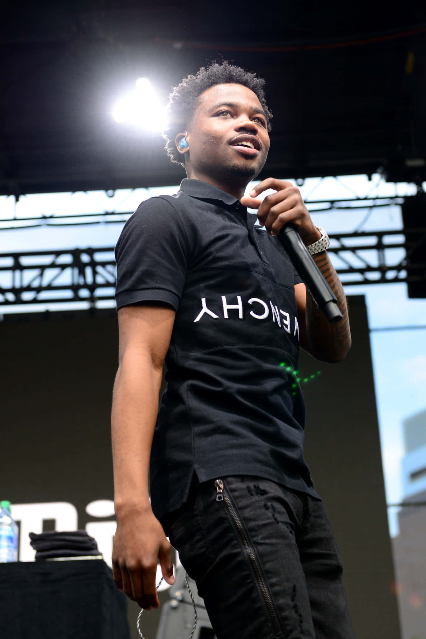 Roddy Ricch, black polo shirt, microphone, Full HD Phone Wallpaper