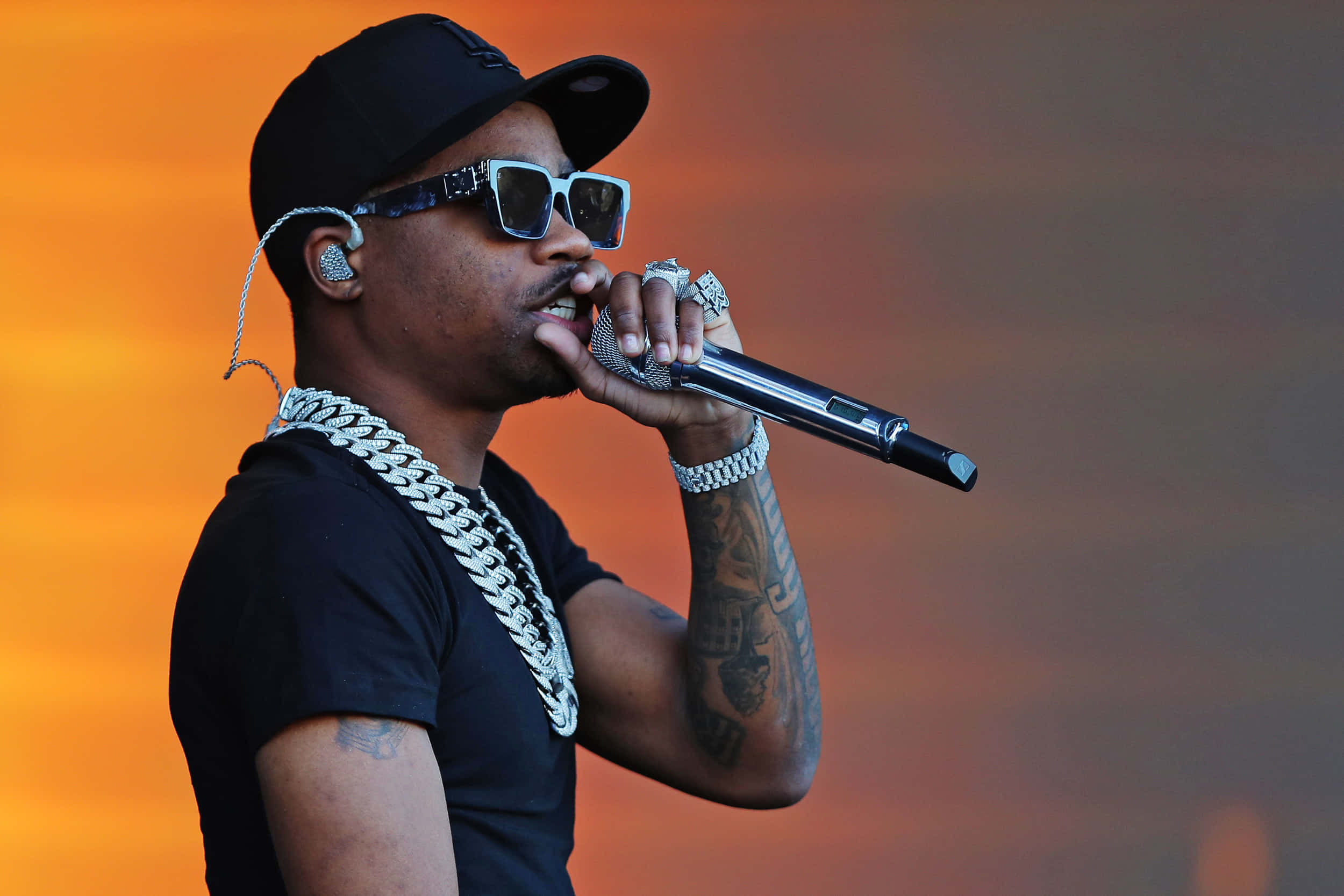 Roddy Ricch, sunglasses, thick chain, Full HD Desktop Wallpaper