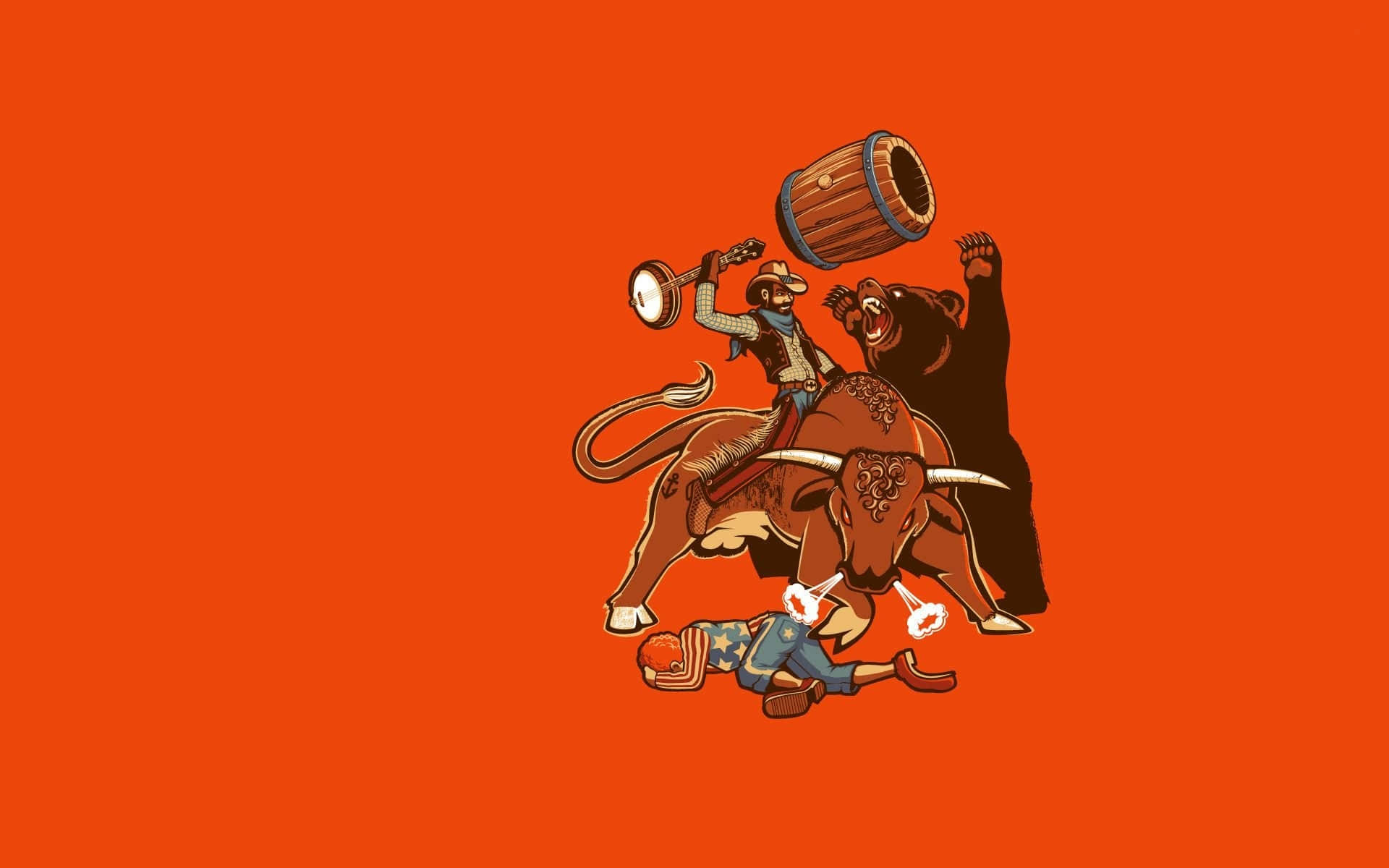 Rodeo, cowboy, bull, Full HD Desktop Wallpaper
