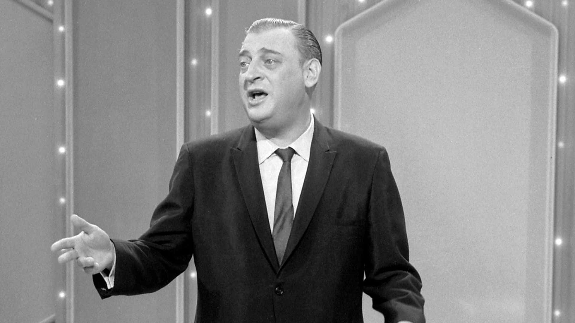 Rodney Dangerfield, black and white photo, stage, Full HD Desktop Wallpaper
