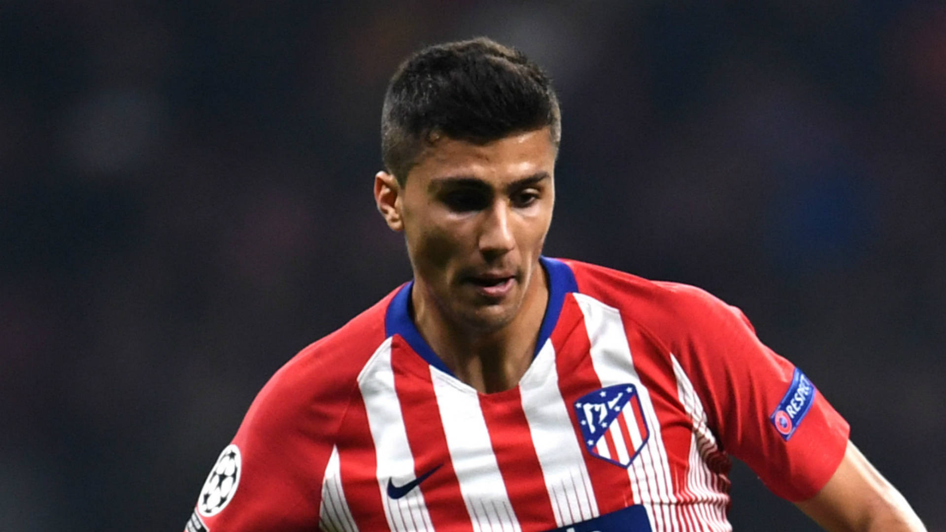Rodrigo Hernández Cascante, red and white striped jersey, night match, Full HD Desktop Wallpaper
