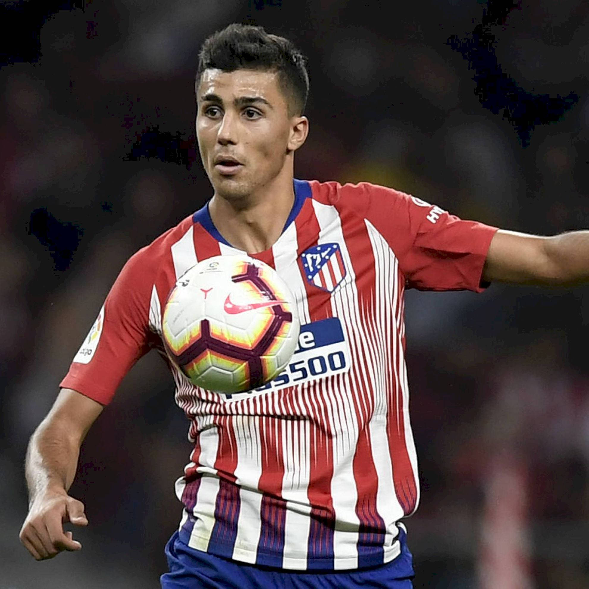 Rodrigo Hernández Cascante, red and white striped jersey, colorful ball, Full HD Desktop Wallpaper