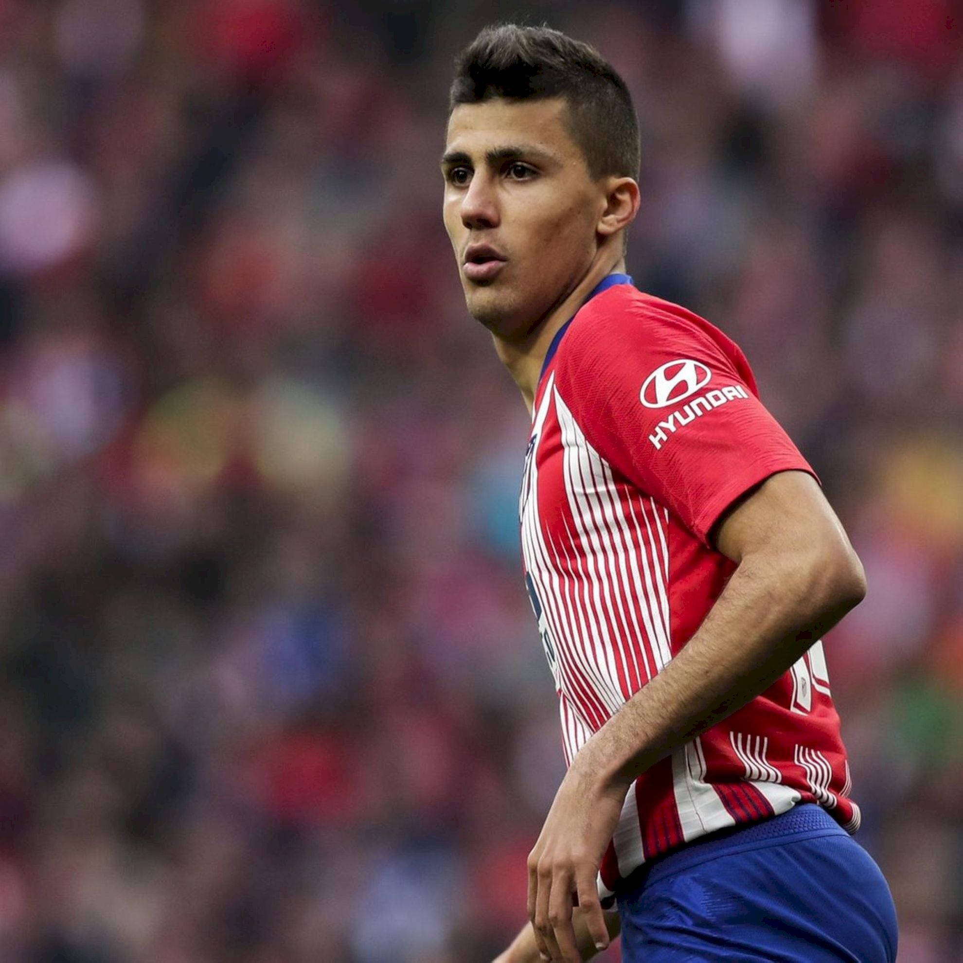 Rodrigo Hernández Cascante, red and white striped jersey, brightly lit field, Full HD Desktop Wallpaper