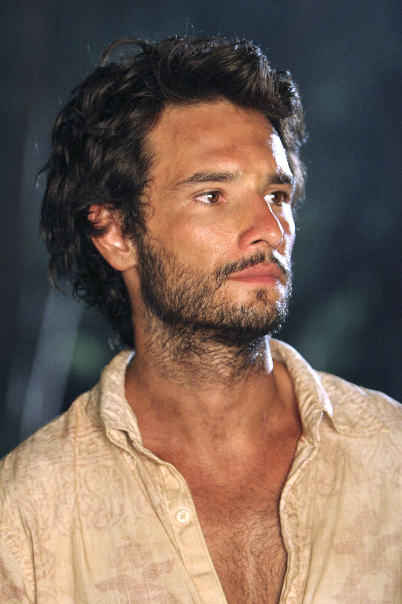 Rodrigo Santoro, dark curly hair, beard, Full HD Phone Wallpaper