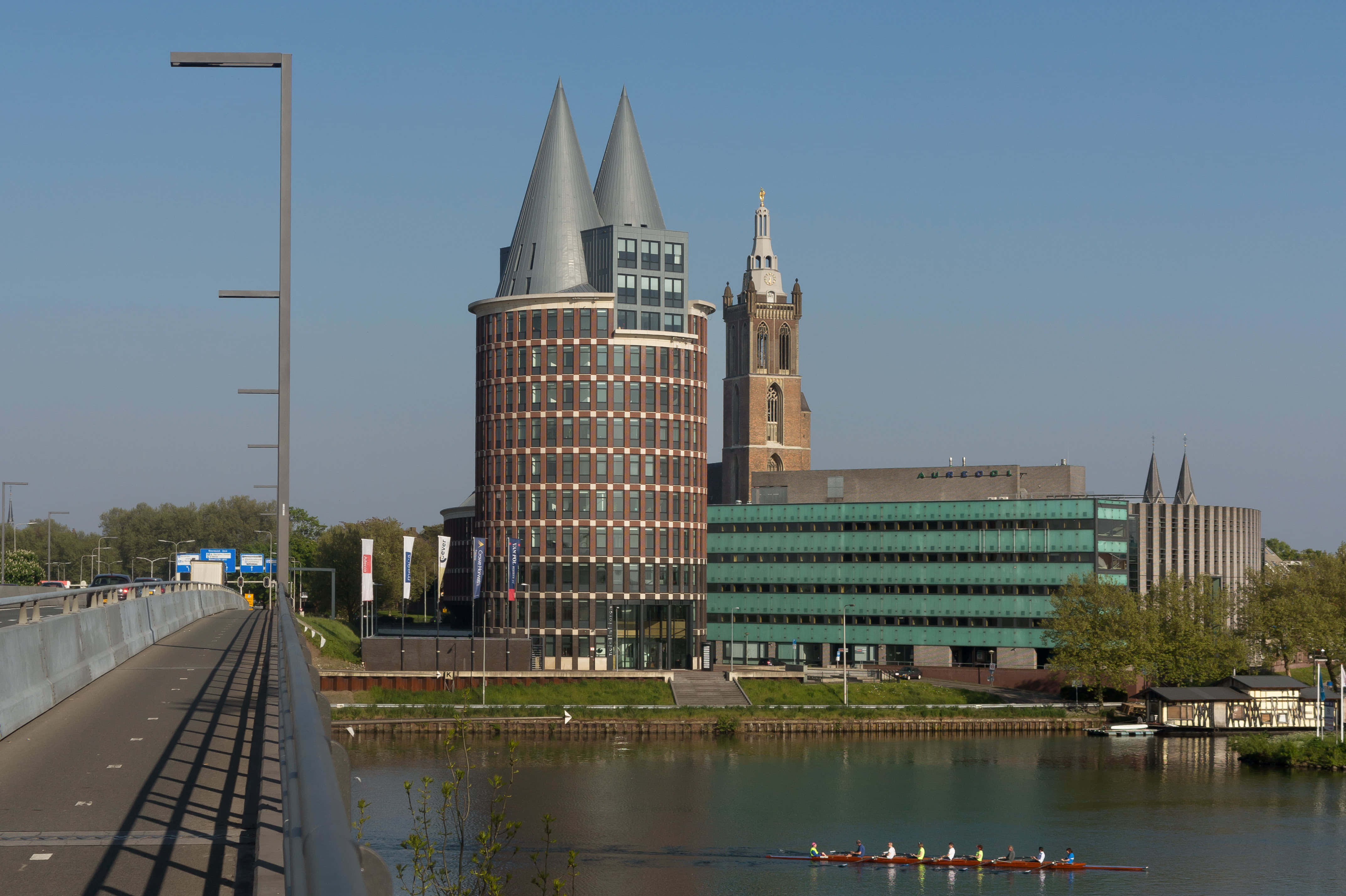 Roermond, riverfront architecture, modern bridge, 4K Desktop Wallpaper