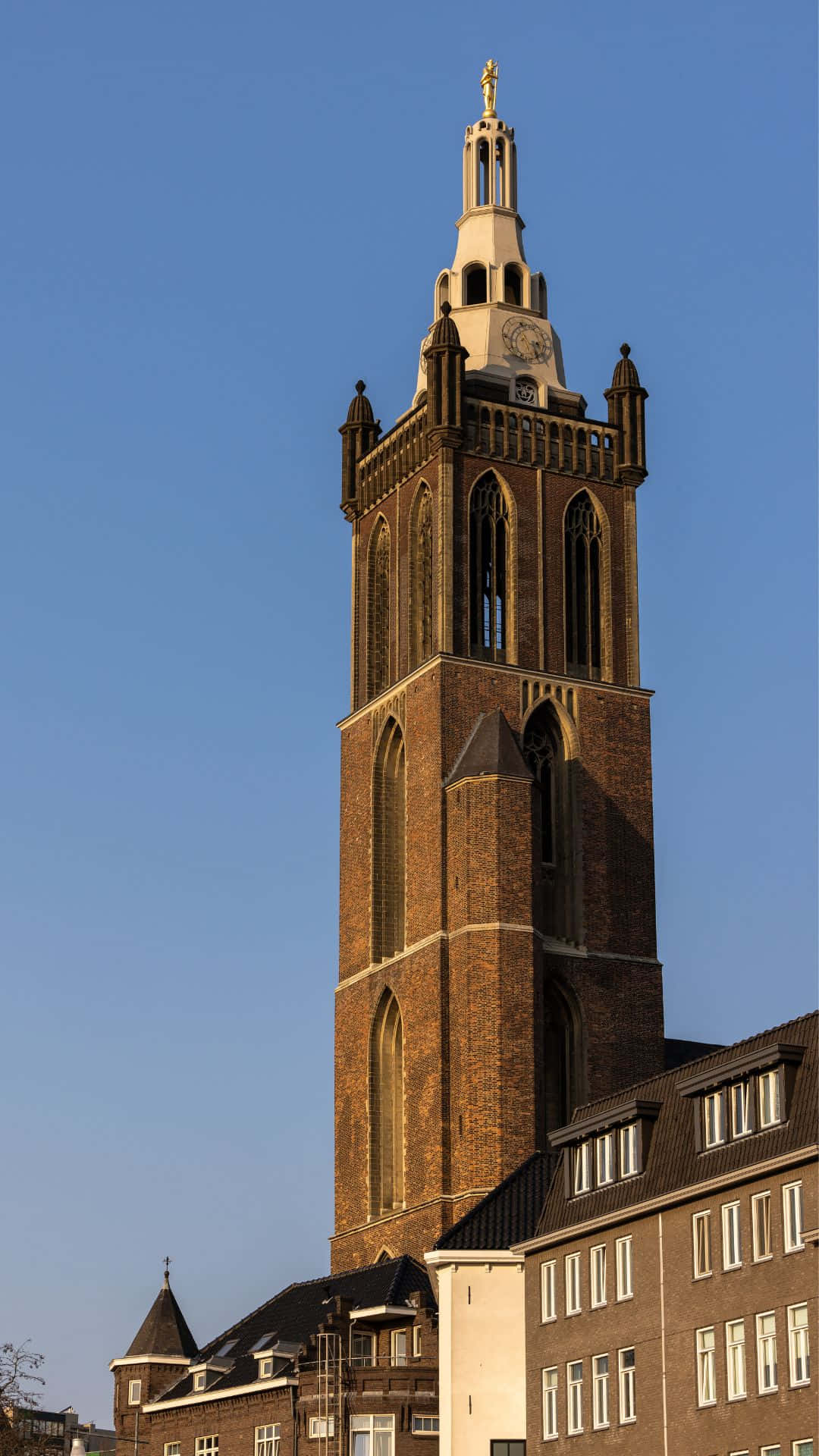 Roermond, historical tower, brick church tower, Full HD Phone Wallpaper