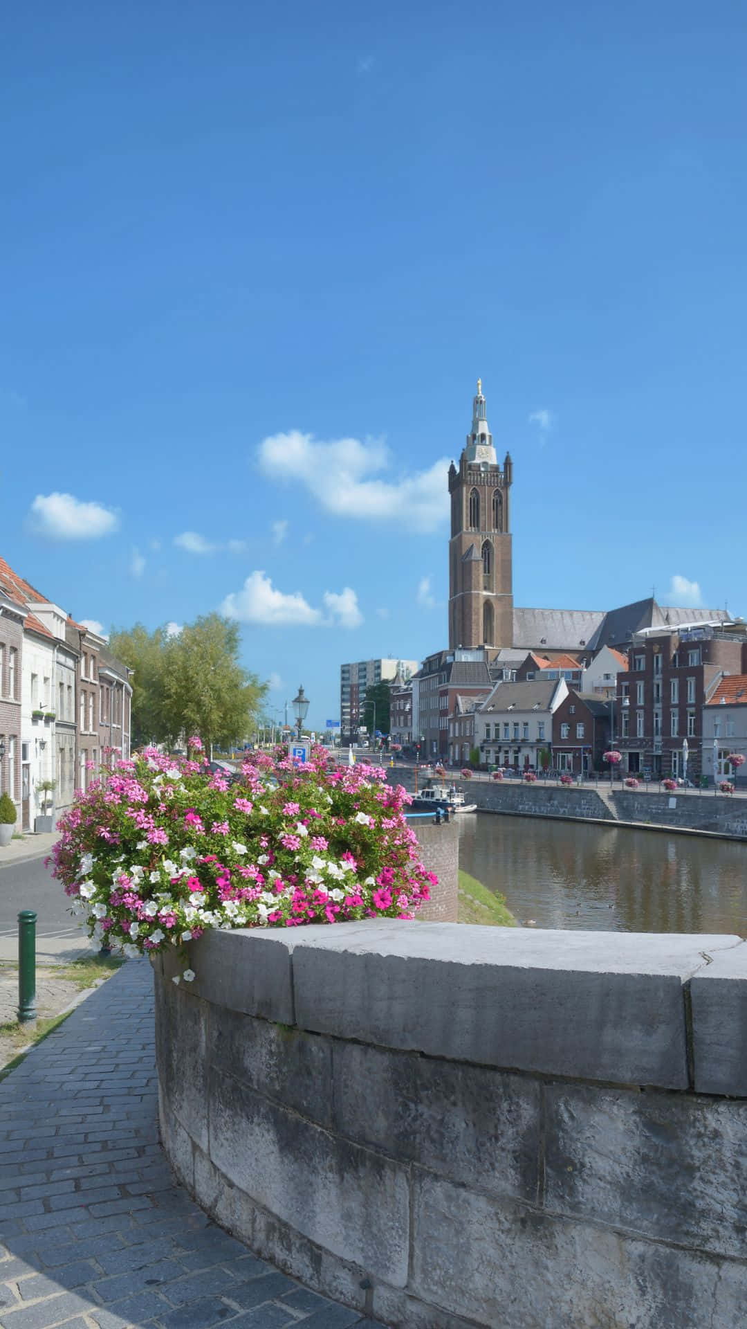 Roermond, riverfront, historic tower, Full HD Phone Wallpaper