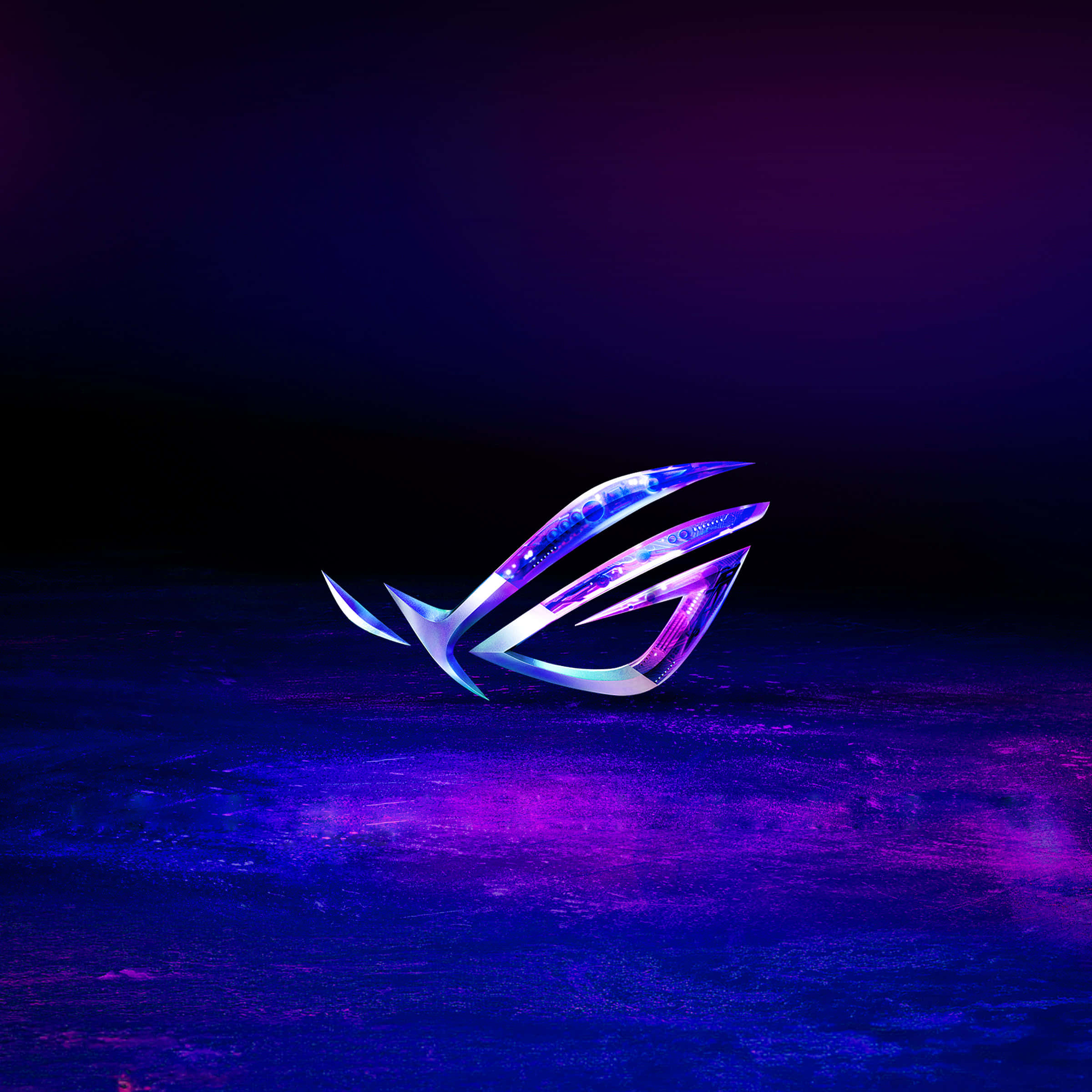 ROG logo, blue and purple neon lights, textured surface, Full HD Desktop Wallpaper