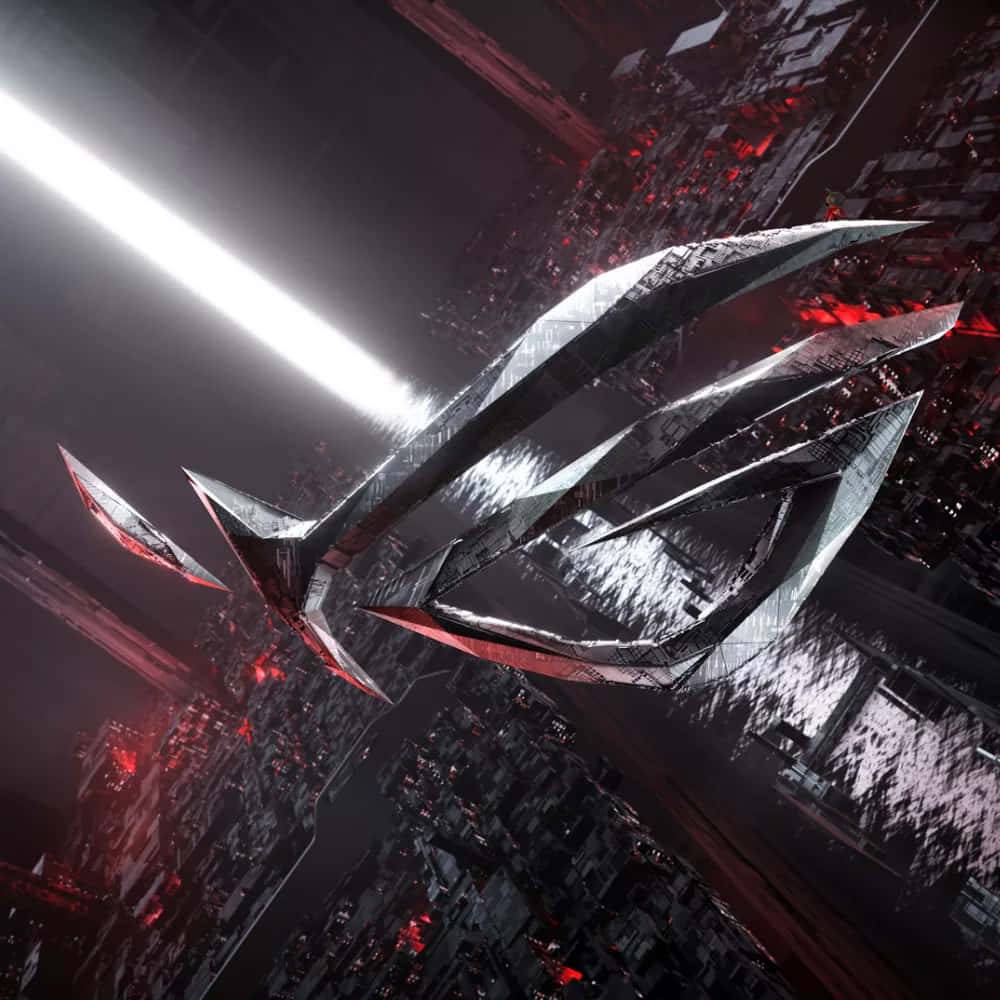 ROG logo, cyberpunk cityscape, red and white light, SD Desktop Wallpaper