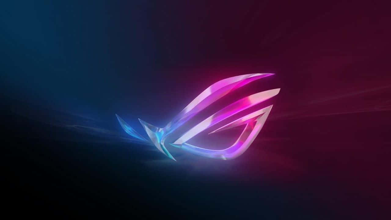 ROG, glowing ROG logo, vibrant pink and blue light, HD Desktop Wallpaper