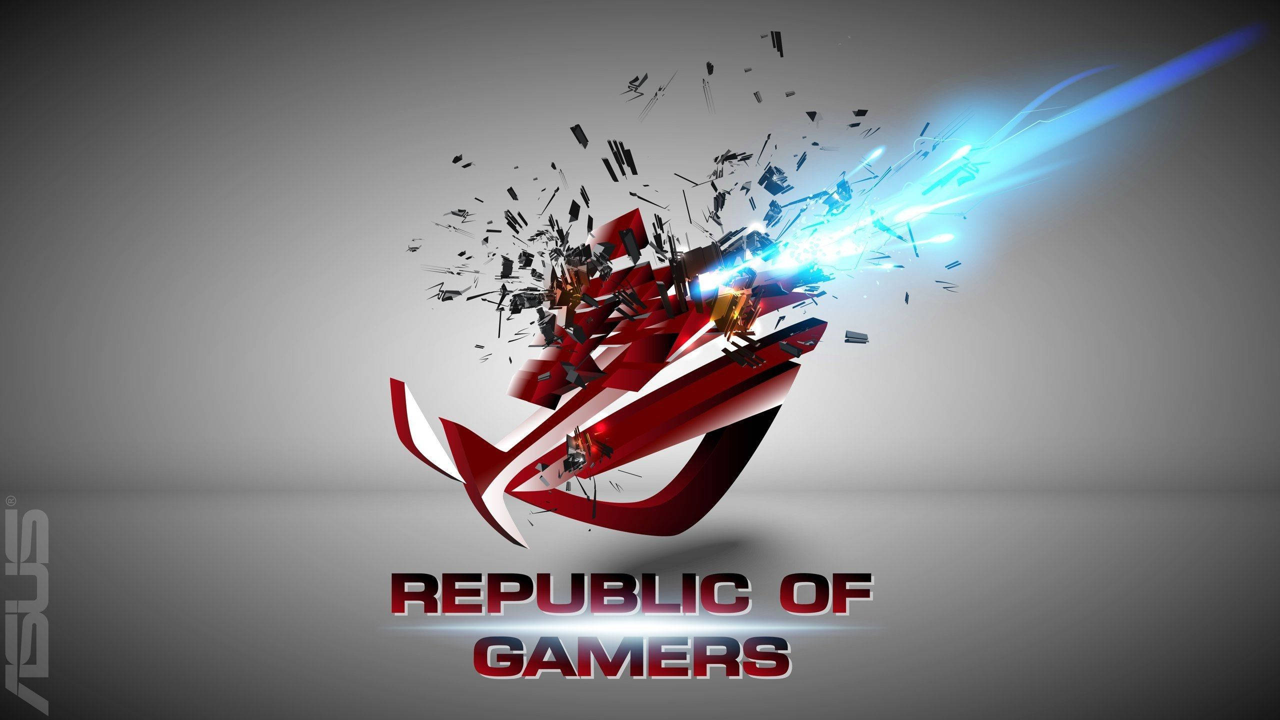 ROG logo, red, blue energy blast, 2K Desktop Wallpaper