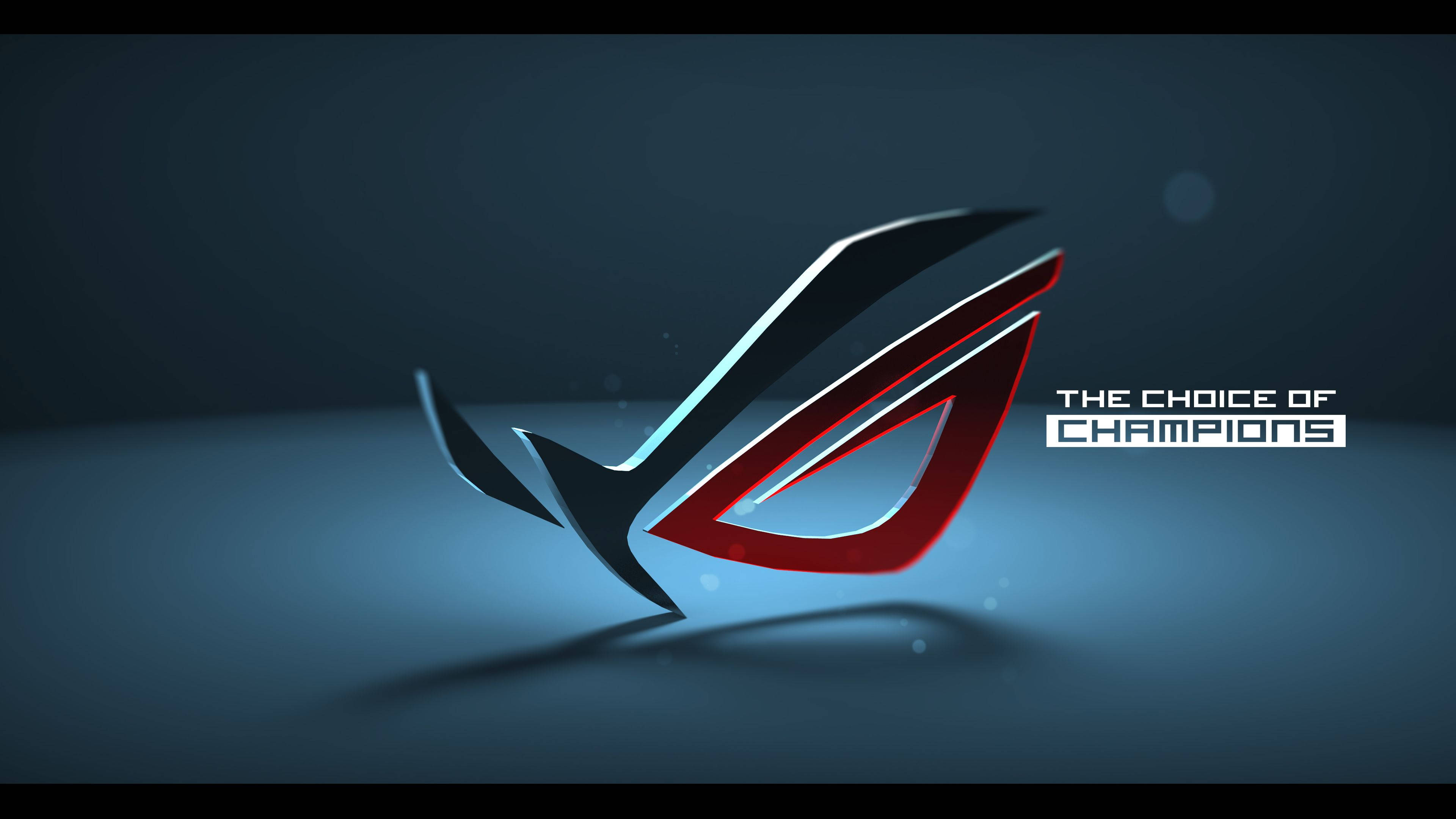 ROG, red and blue accents, metallic ROG logo, 4K Desktop Wallpaper