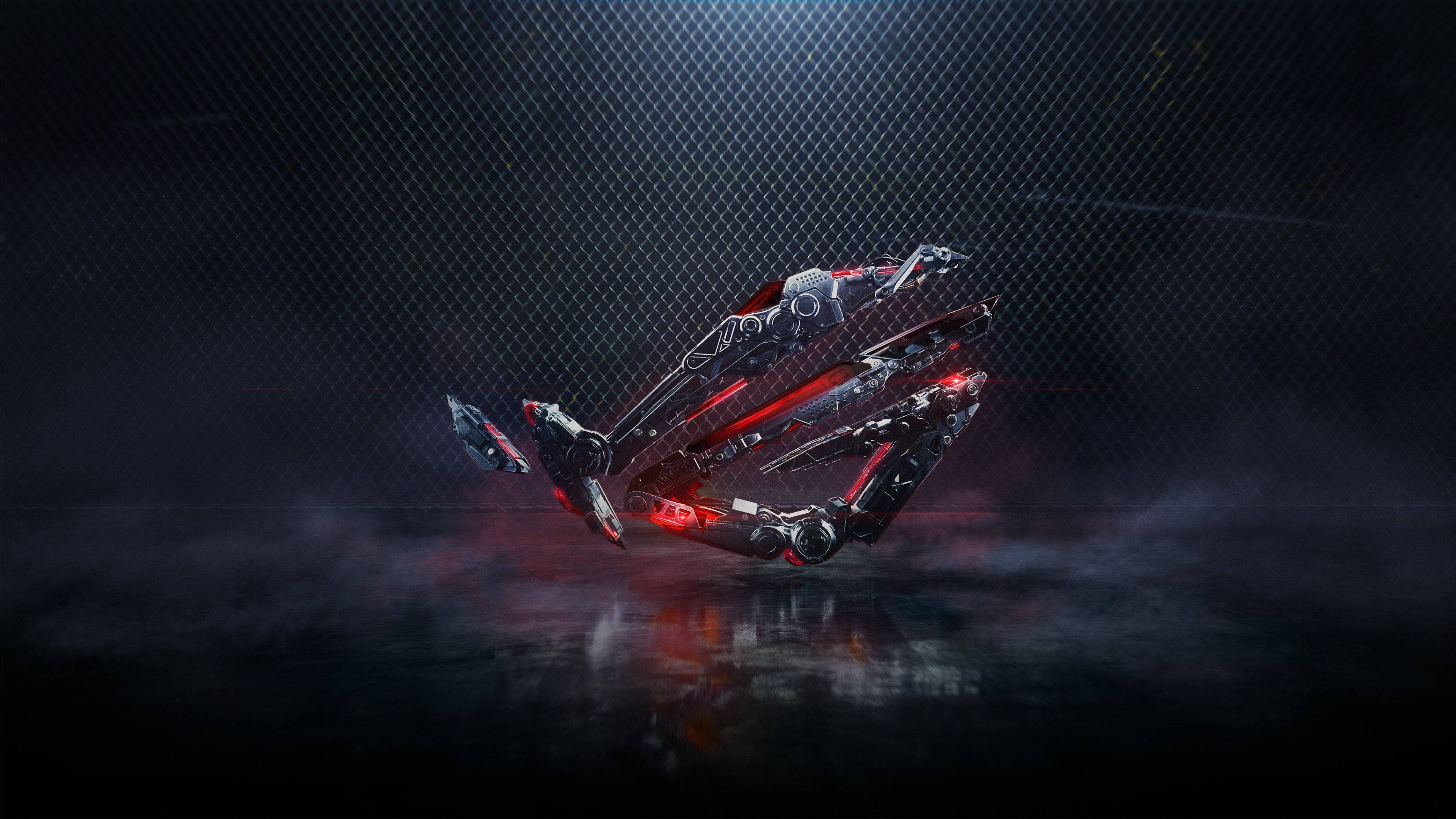 ROG logo, glowing red and black, dark misty studio, 4K Desktop Wallpaper