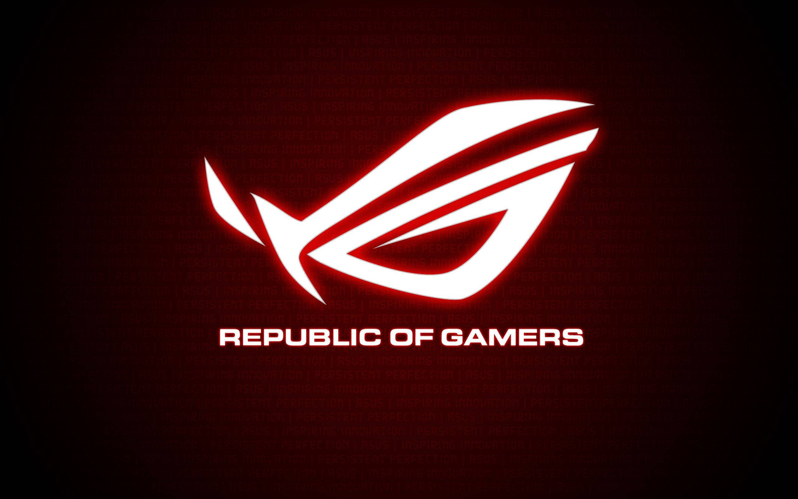 ROG logo, glowing white, red neon edges, 2K Desktop Wallpaper
