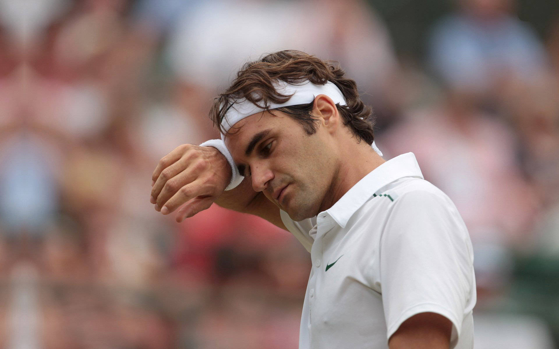 Roger Federer, all white, tennis player, Full HD Desktop Wallpaper