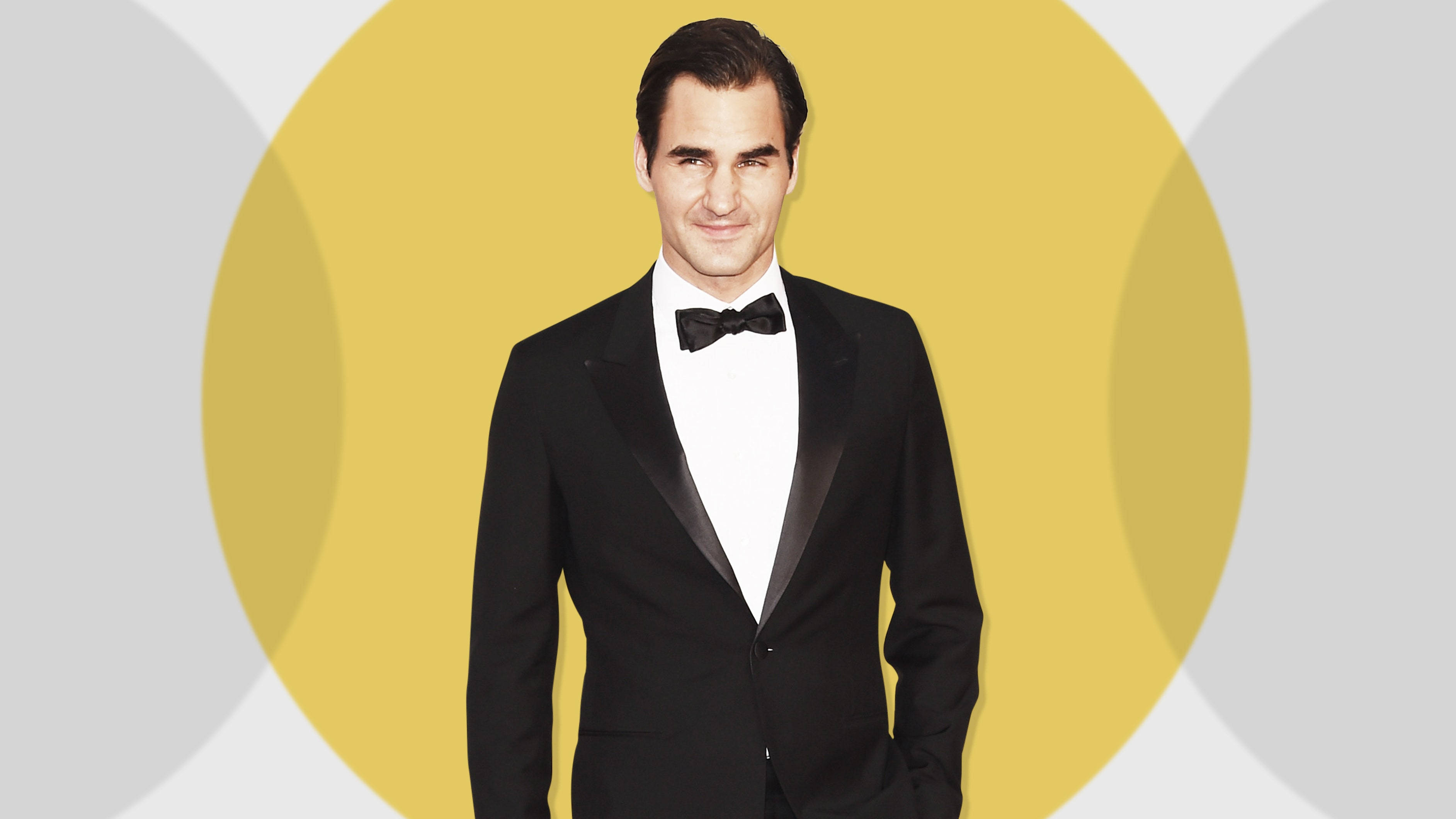 Roger Federer, black tuxedo, bow tie, 2K Desktop Wallpaper
