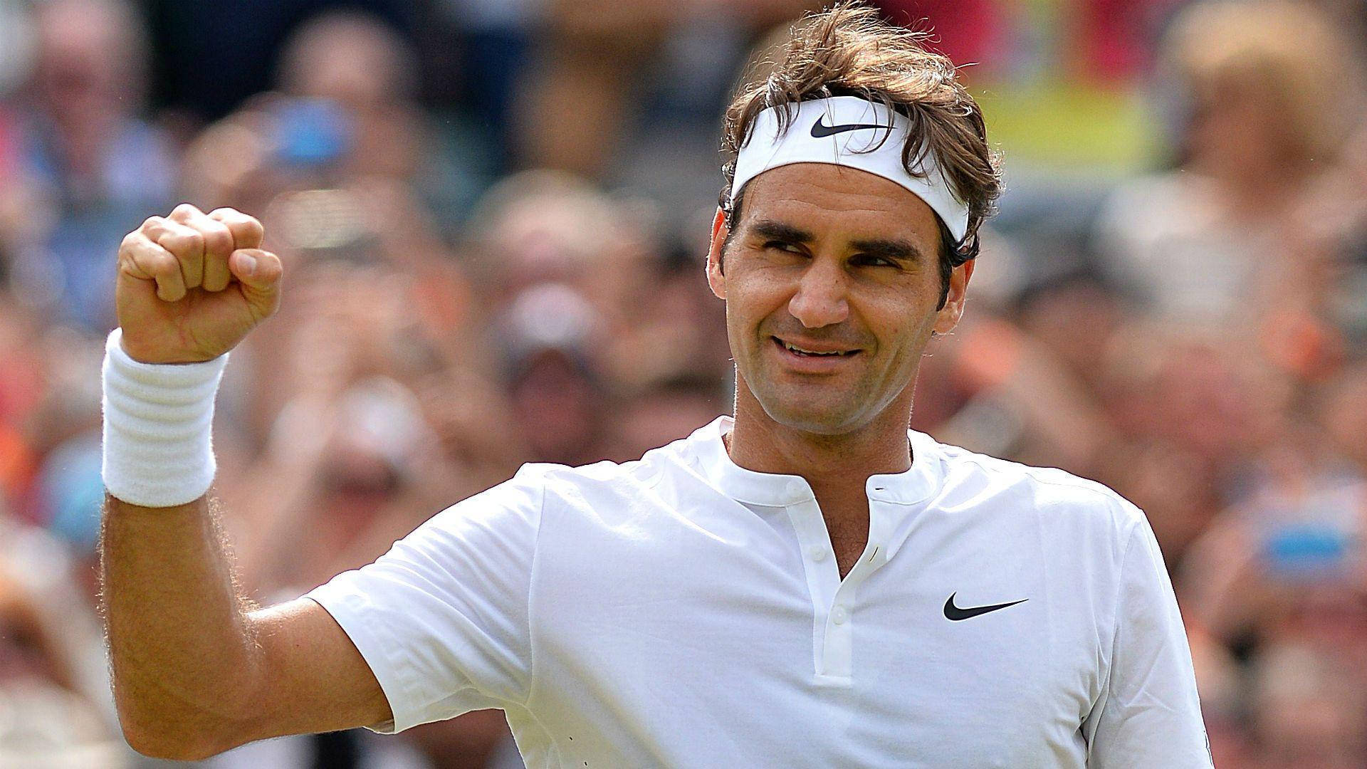 Roger Federer, 2015 Wimbledon, white Nike headband, Full HD Desktop Wallpaper