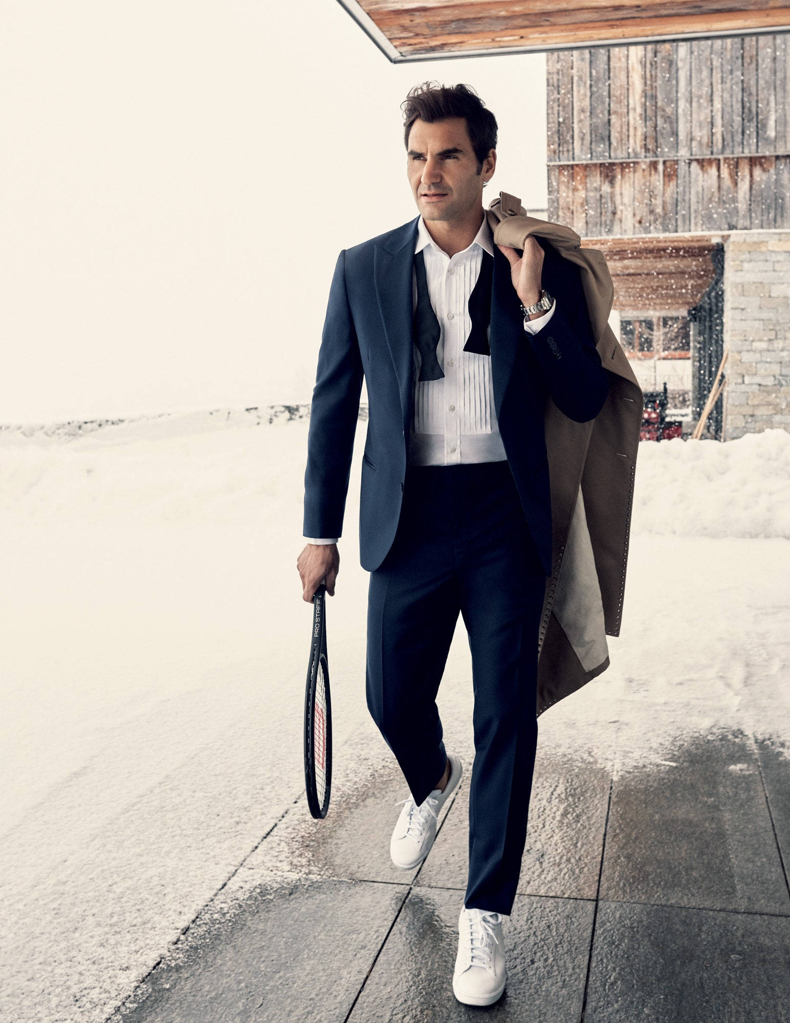 Roger Federer, navy suit, white sneakers, Full HD Phone Wallpaper