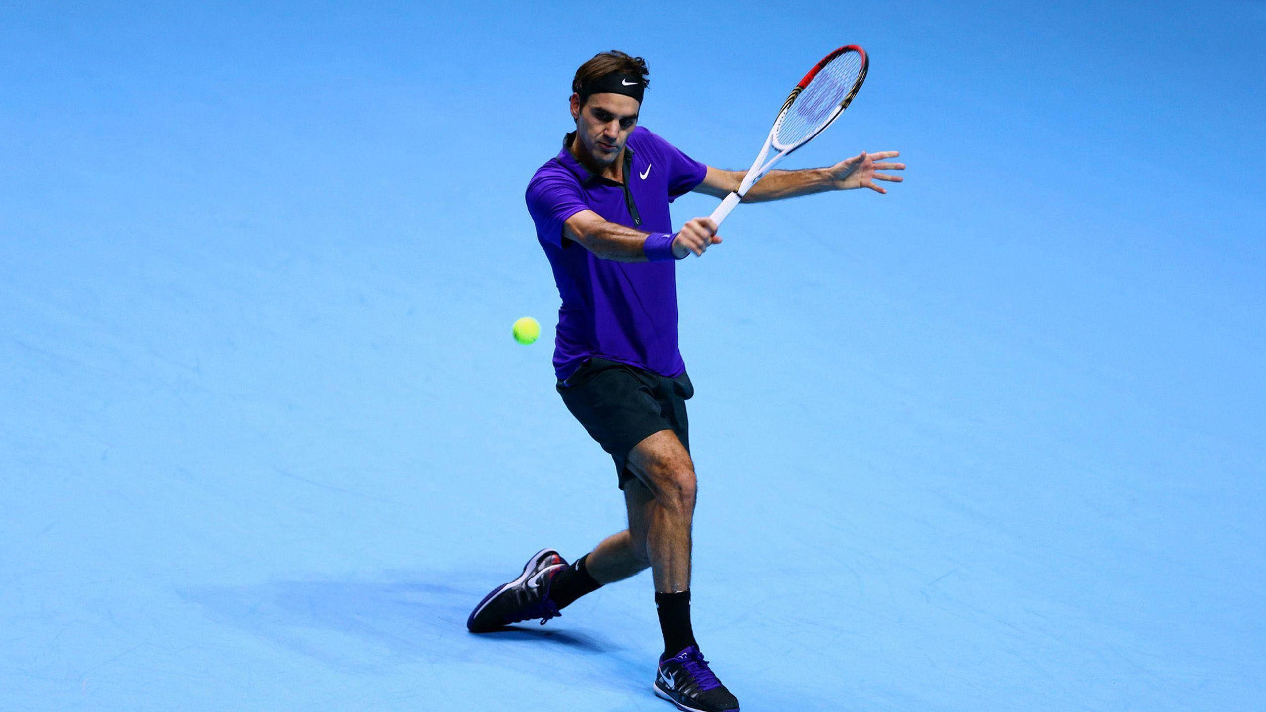 Roger Federer, tennis, purple shirt, 2K Desktop Wallpaper