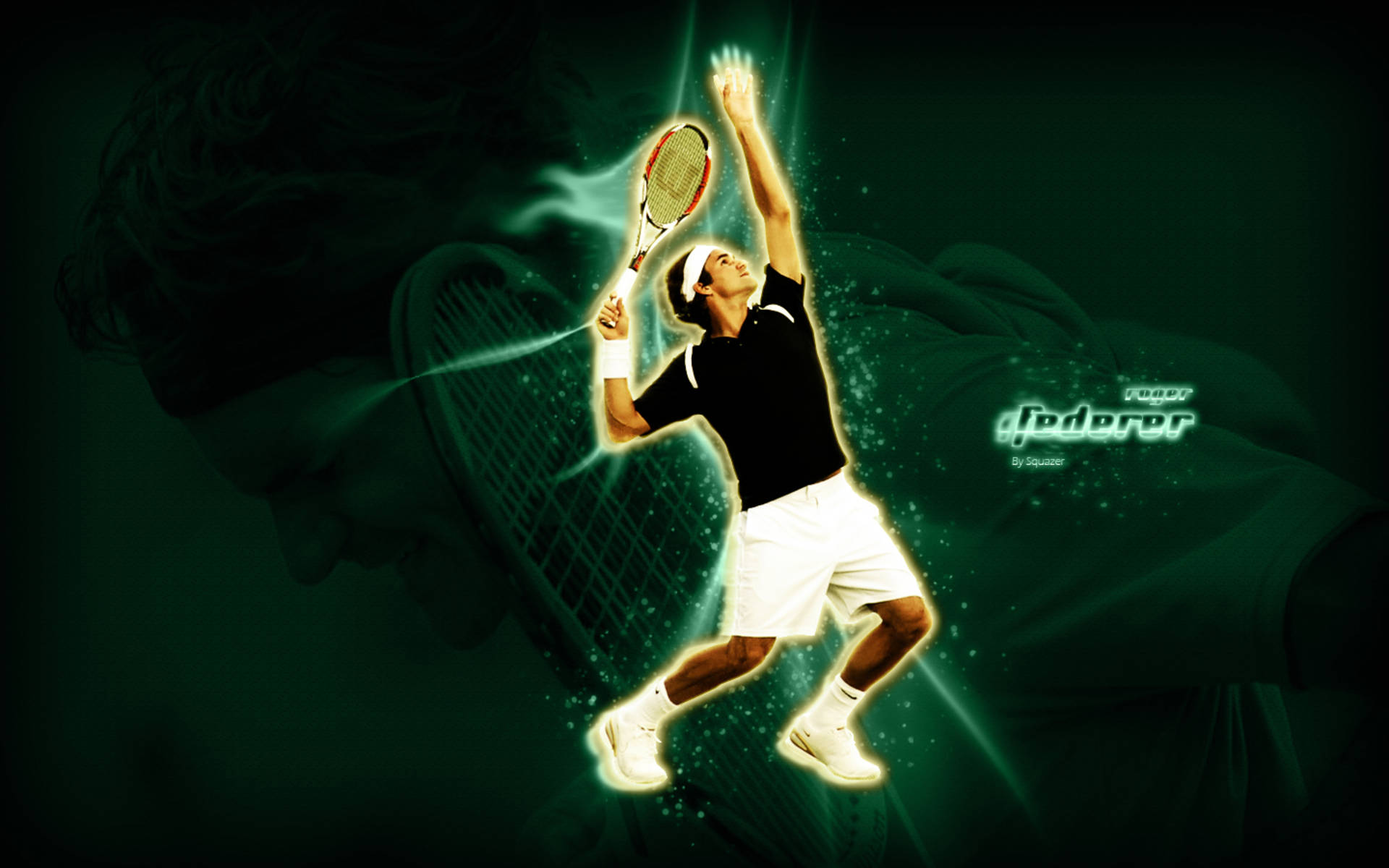 Roger Federer, tennis player, racket, Full HD Desktop Wallpaper