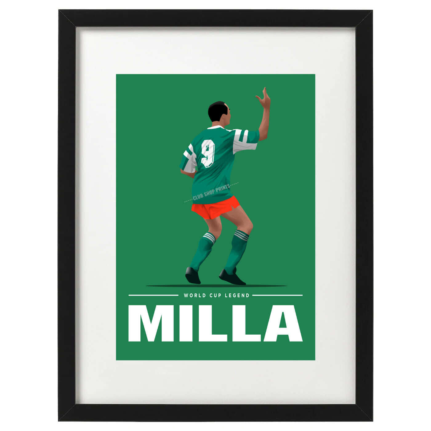 Roger Milla, green jersey, number 9, HD Desktop Wallpaper
