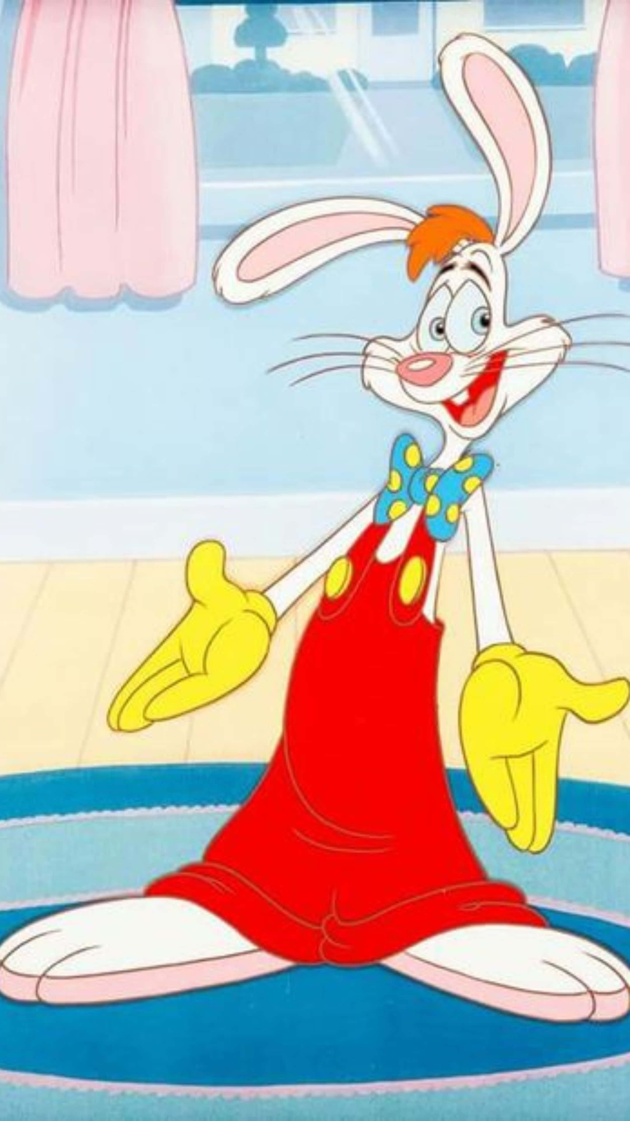 Roger Rabbit, red jumpsuit, blue bowtie, 4K Phone Wallpaper