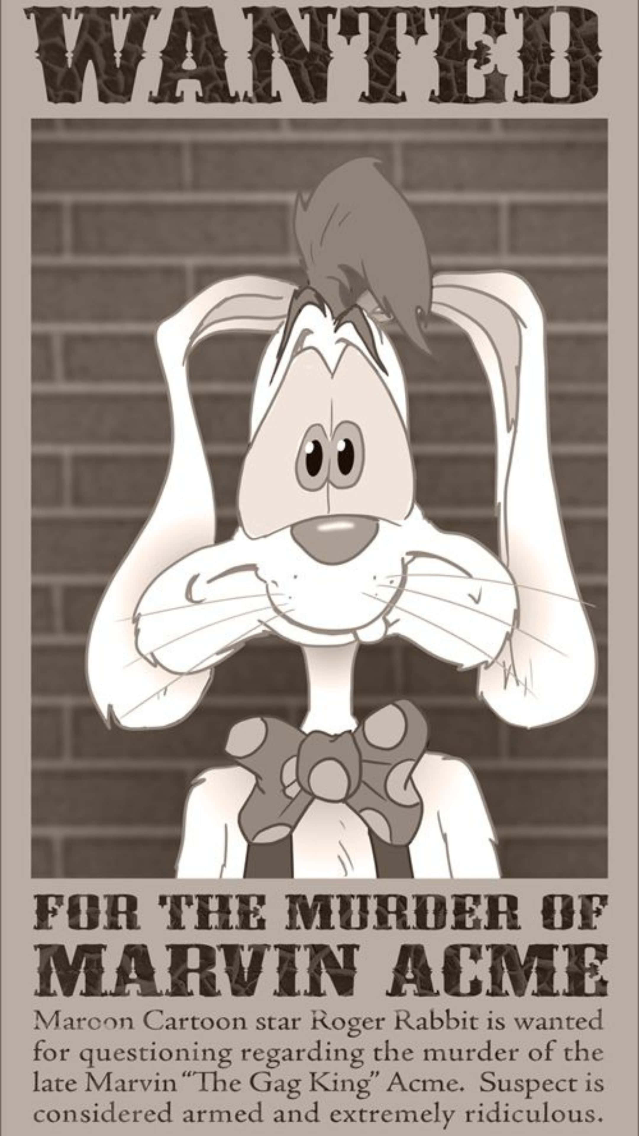 Roger Rabbit, wanted poster, sepia-toned, 4K Phone Wallpaper