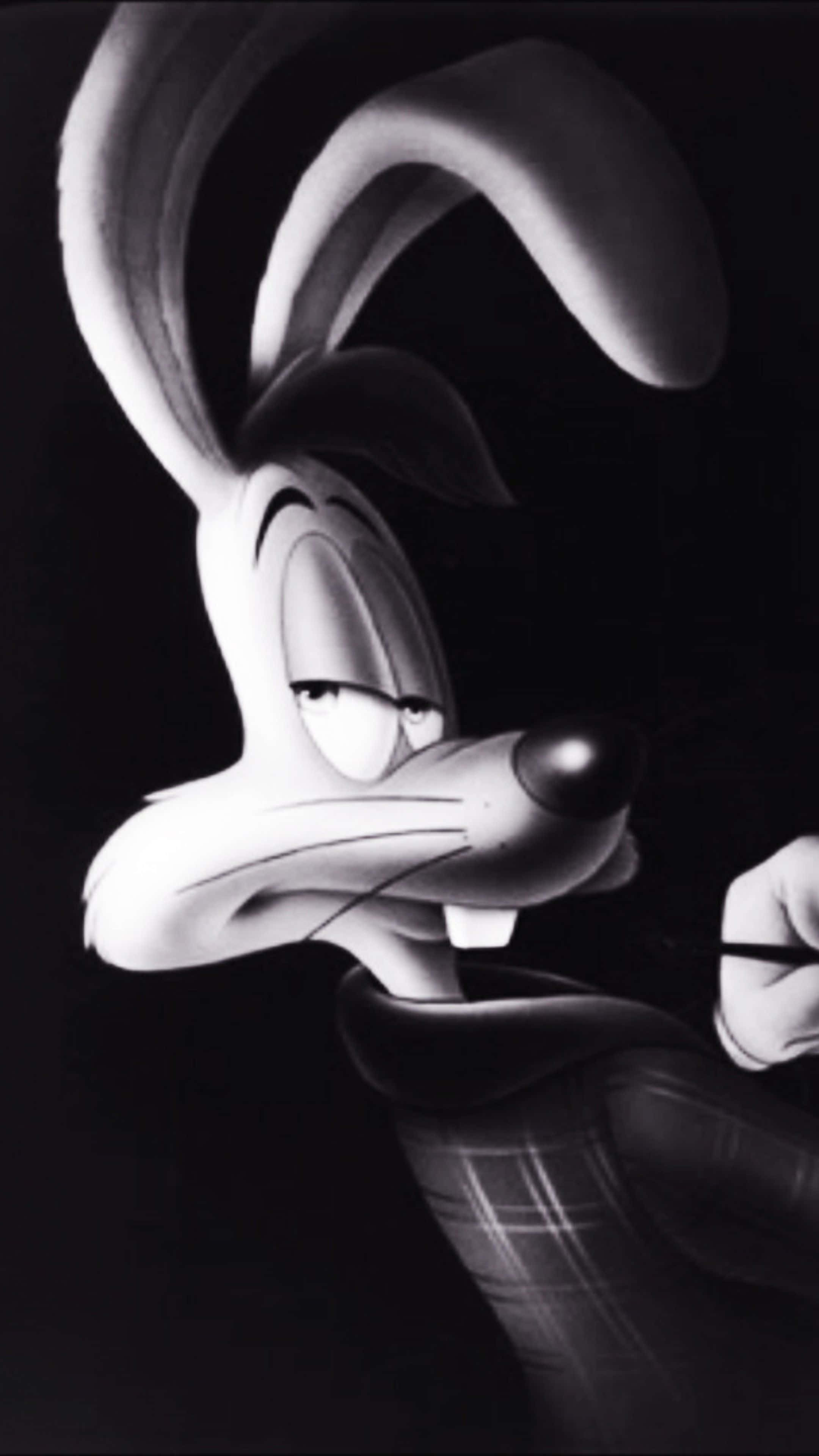 Roger Rabbit, monochrome, black and white, 4K Phone Wallpaper