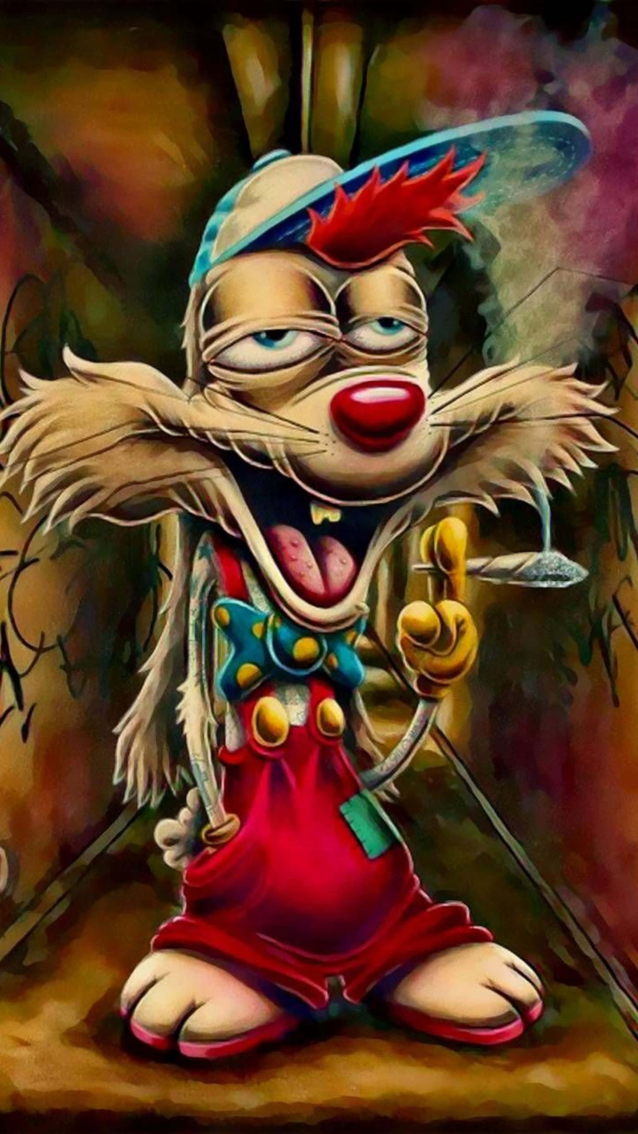 Roger Rabbit, red mohawk, blue hat, 4K Phone Wallpaper