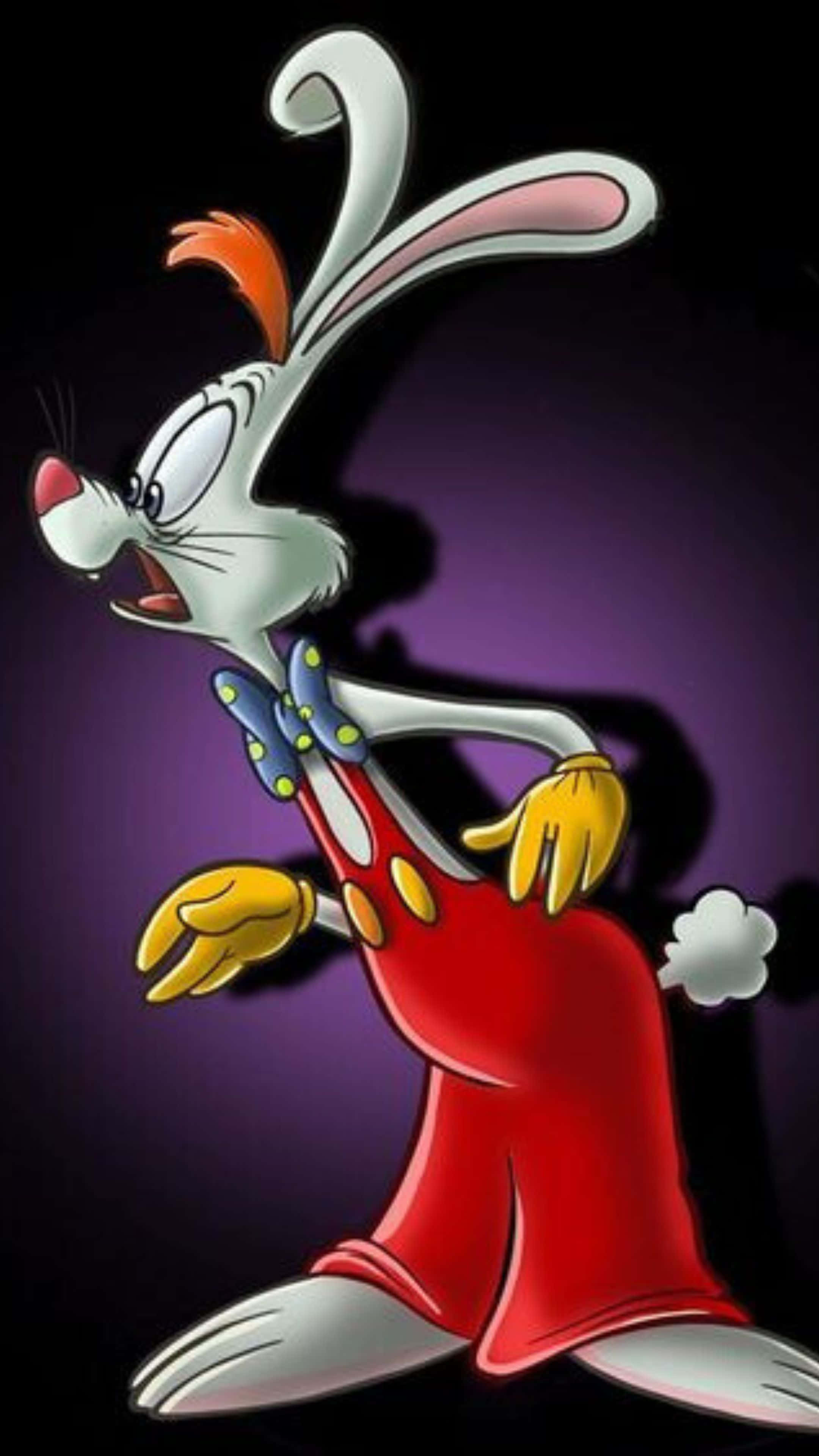 Roger Rabbit, red jumpsuit, blue bowtie, 4K Phone Wallpaper