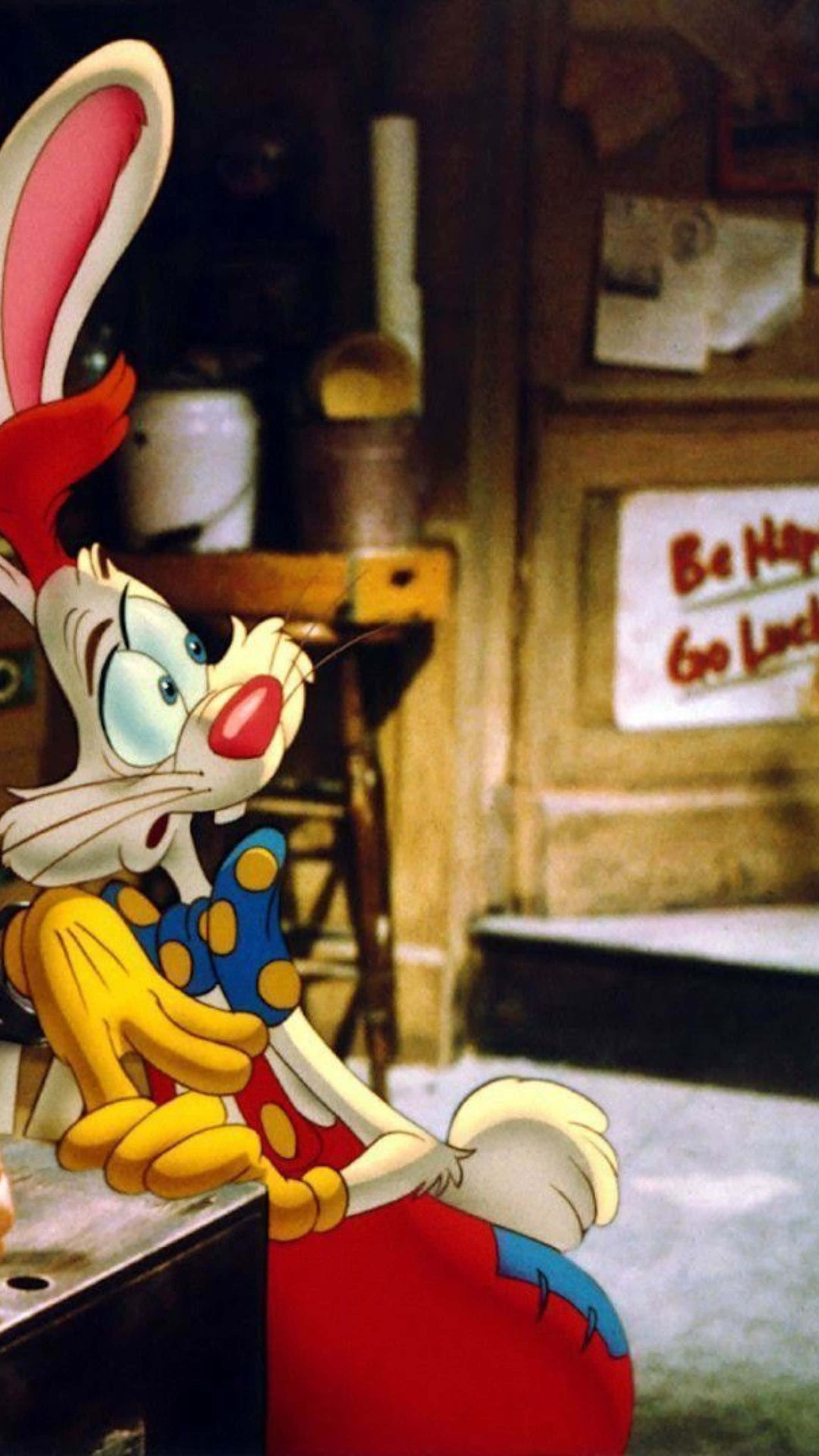 Roger Rabbit, red ears, blue polka dot bowtie, 4K Phone Wallpaper