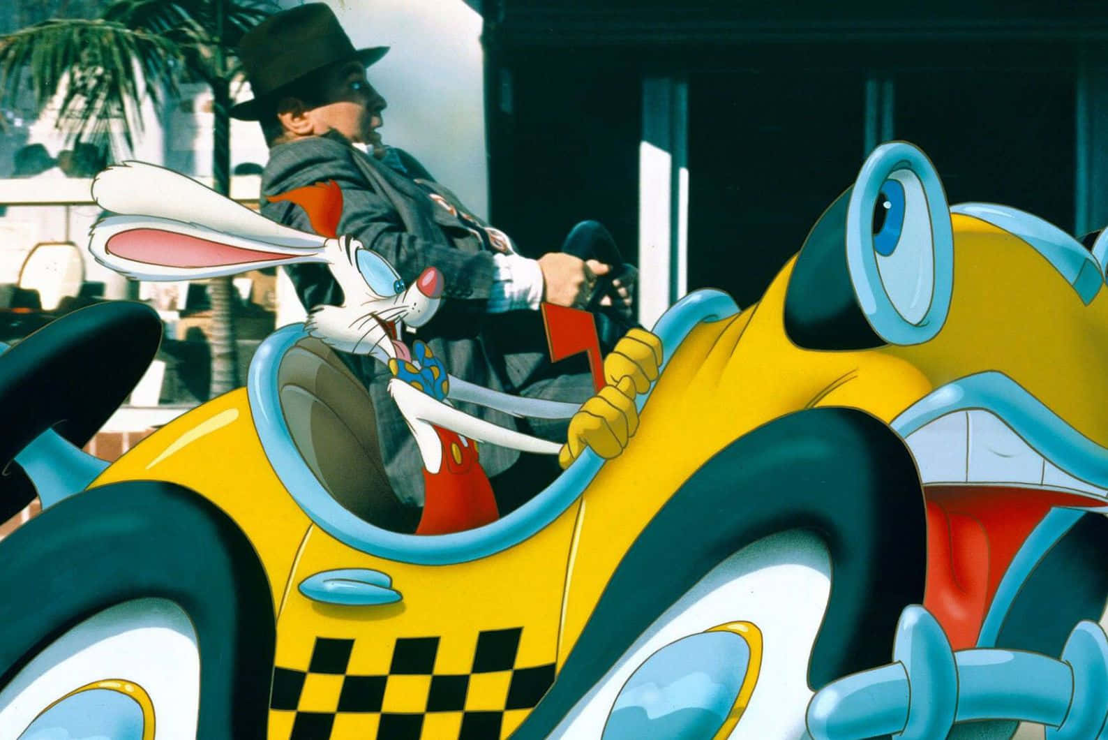 Roger Rabbit, yellow frog-shaped taxi, red vest, HD Desktop Wallpaper