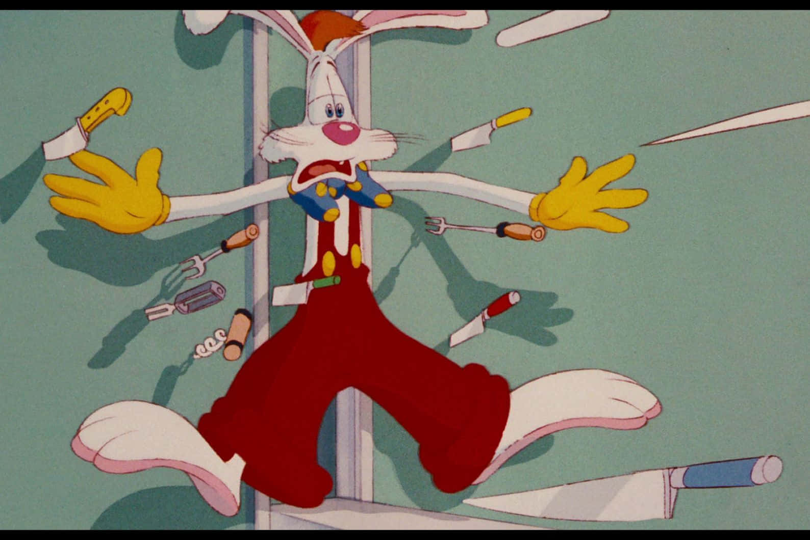 Roger Rabbit, red overalls, kitchen knives, HD Desktop Wallpaper