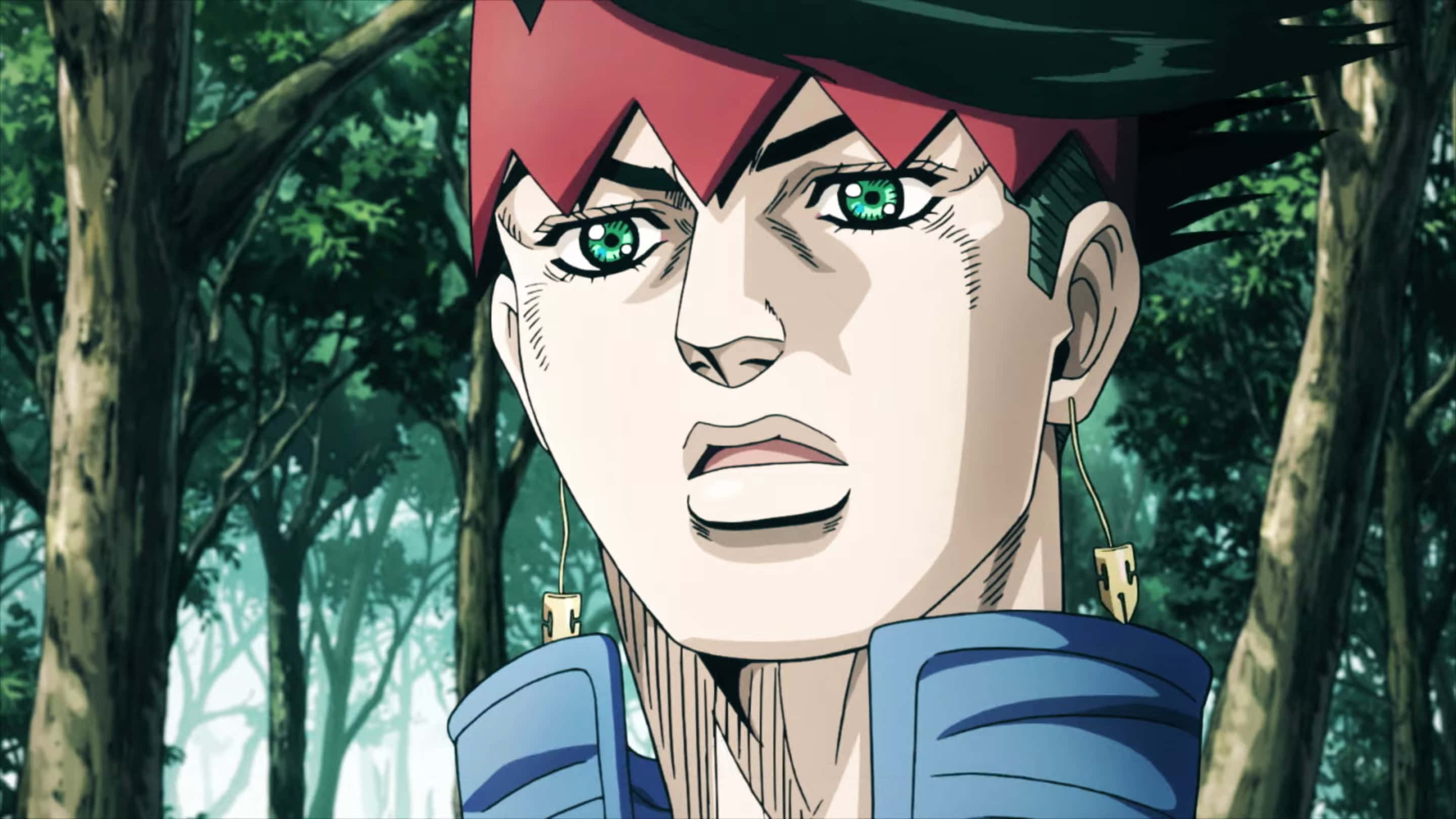 Rohan Kishibe, red hair, green eyes, 2K Desktop Wallpaper