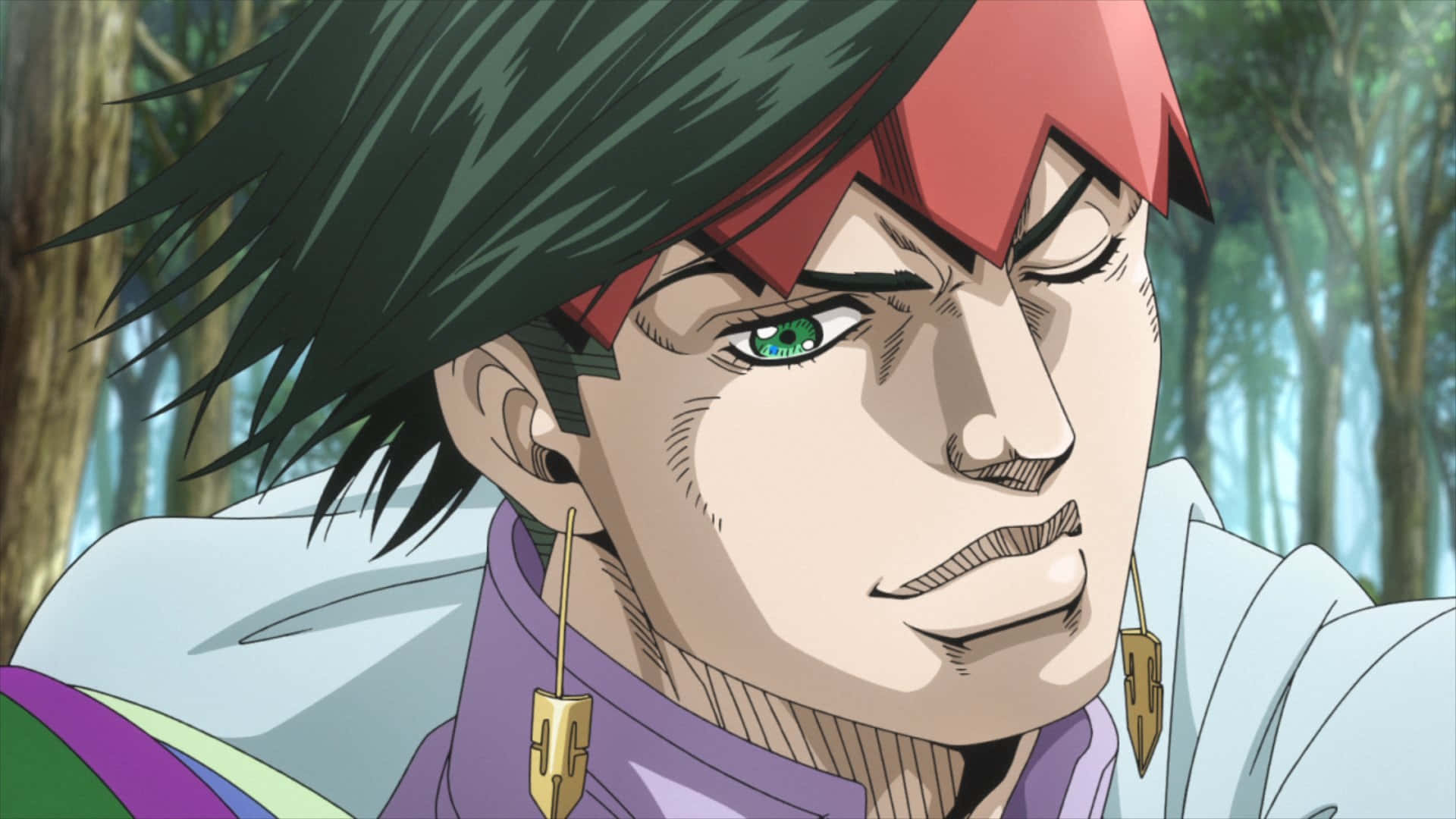 Rohan Kishibe, green eyes, red headband, Full HD Desktop Wallpaper