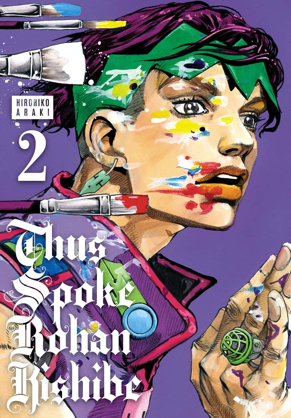 Rohan Kishibe, paint-splattered face, brushes floating around, HD Phone Wallpaper