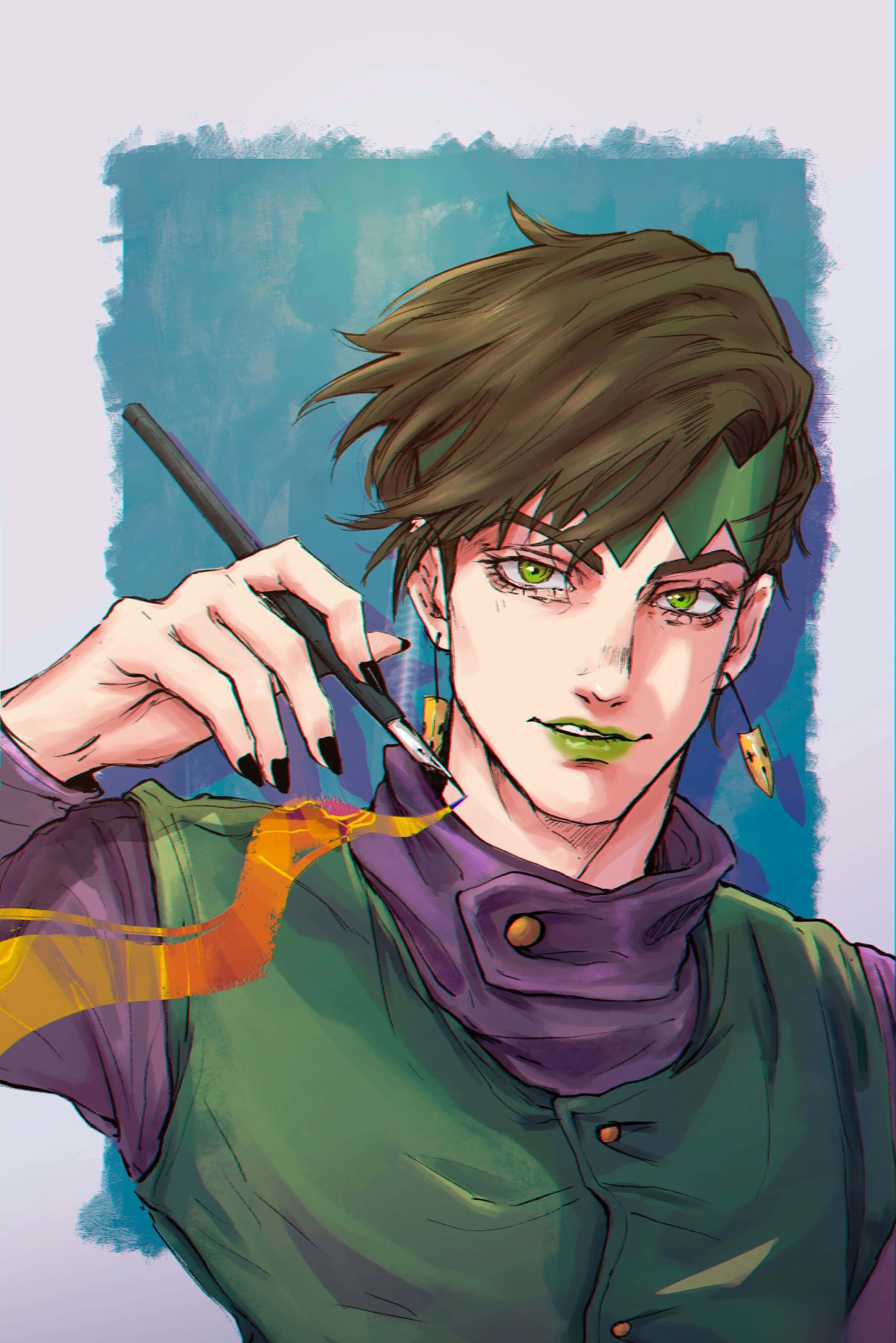 Rohan Kishibe, green eyes, brown hair, 4K Phone Wallpaper