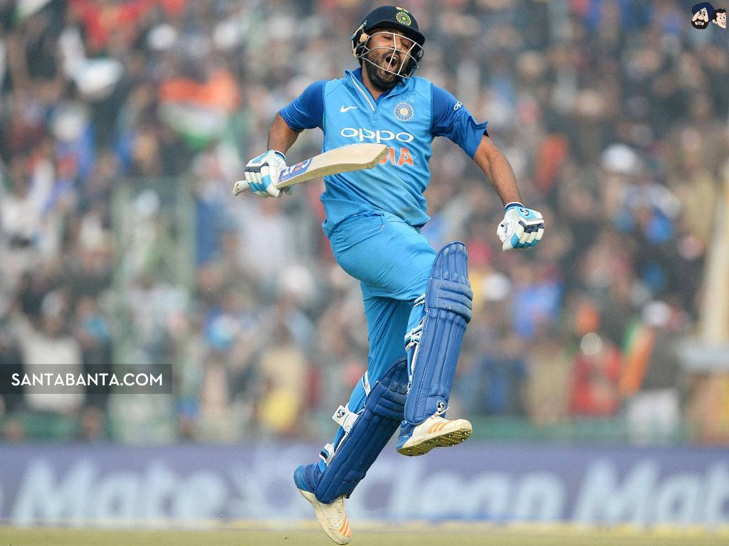 Rohit Sharma, cricket player, blue uniform, SD Desktop Wallpaper