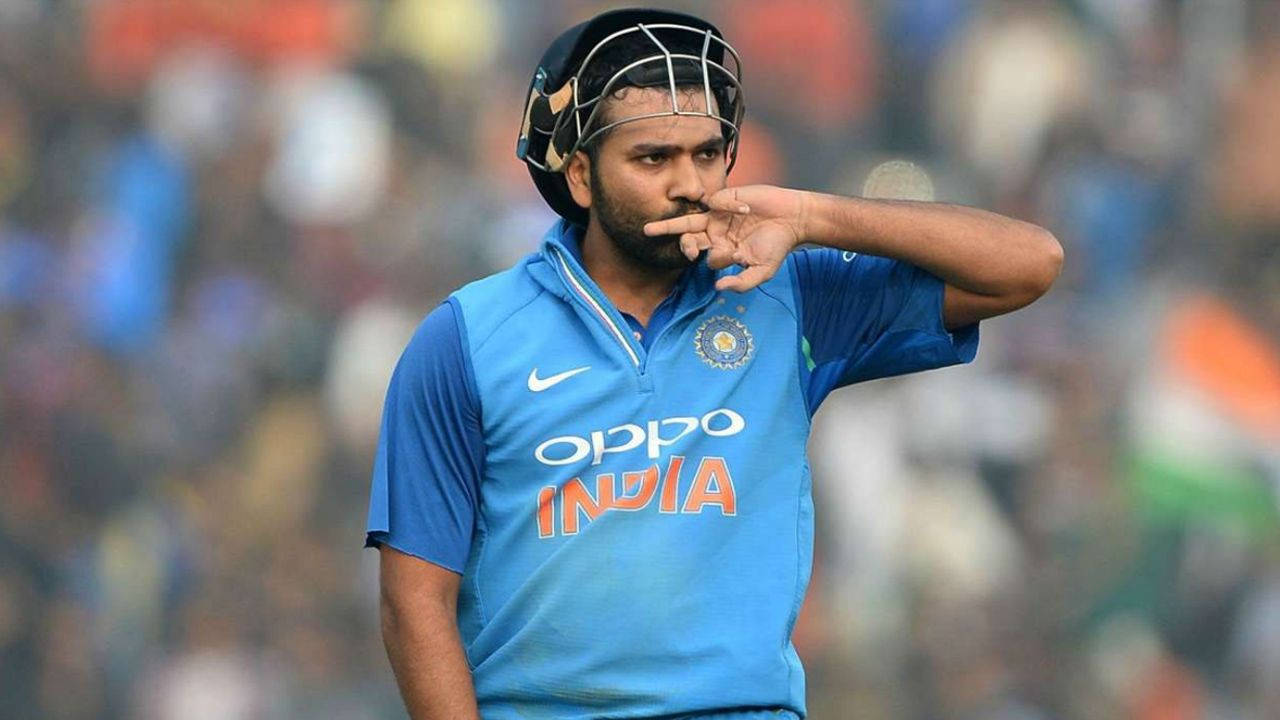Rohit Sharma, blue jersey, helmet, HD Desktop Wallpaper