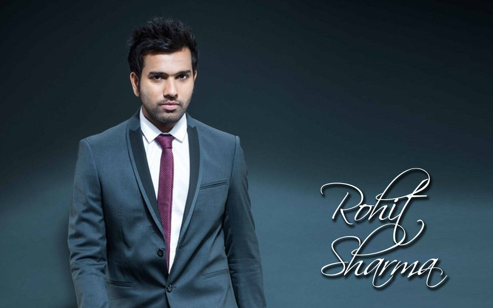 Rohit Sharma, grey suit, burgundy tie, HD Desktop Wallpaper