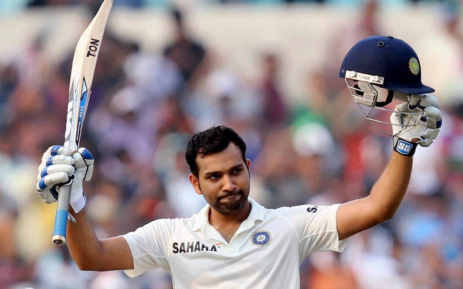 Rohit Sharma, cricket player, white uniform, HD Desktop Wallpaper
