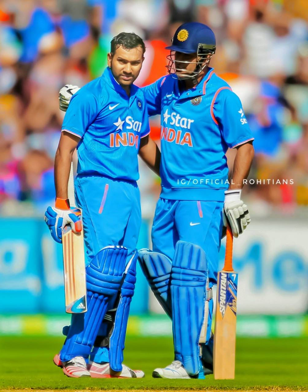 Rohit Sharma, Indian cricket players, blue uniforms, HD Phone Wallpaper